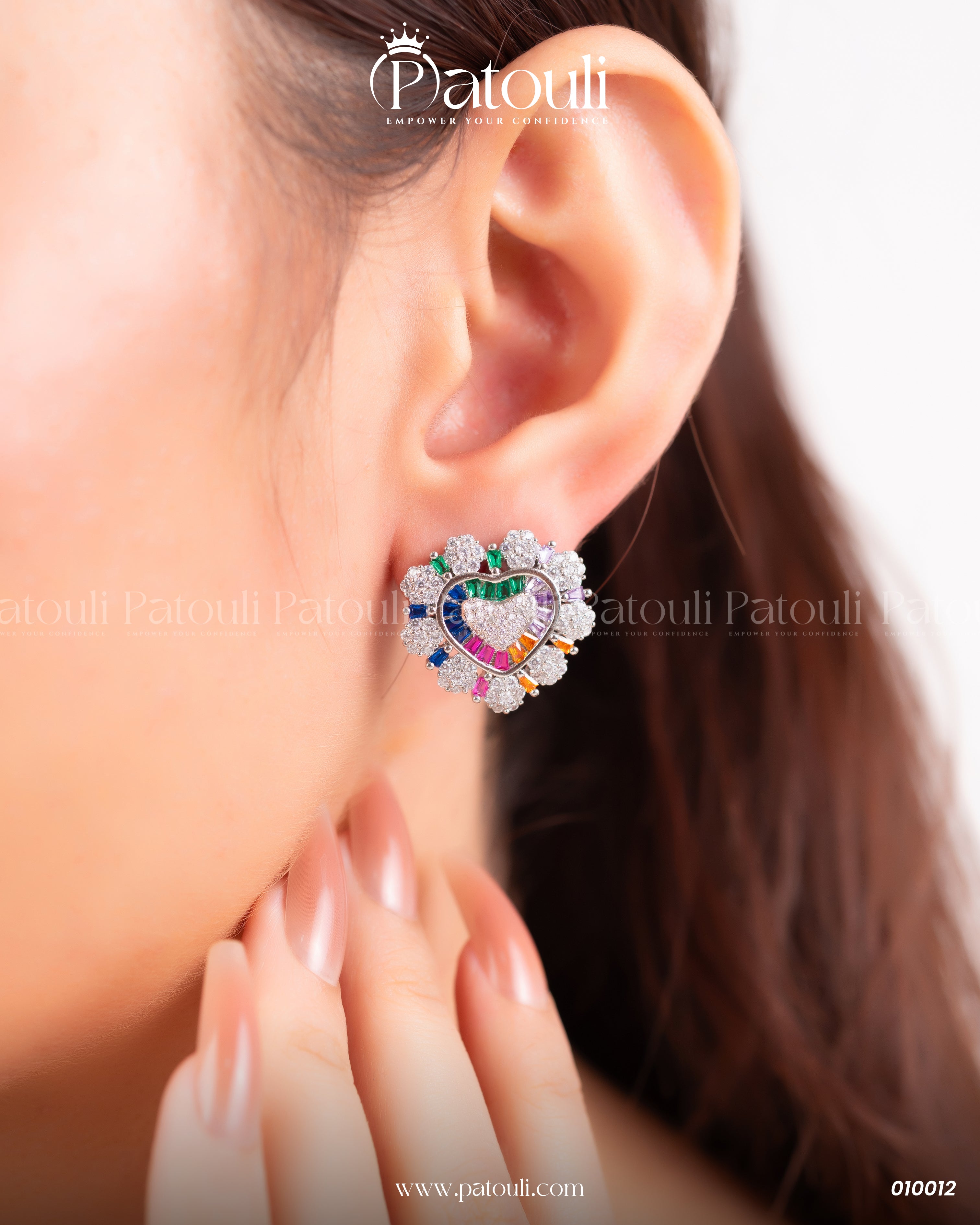 Multicolor Heart Shape Studs