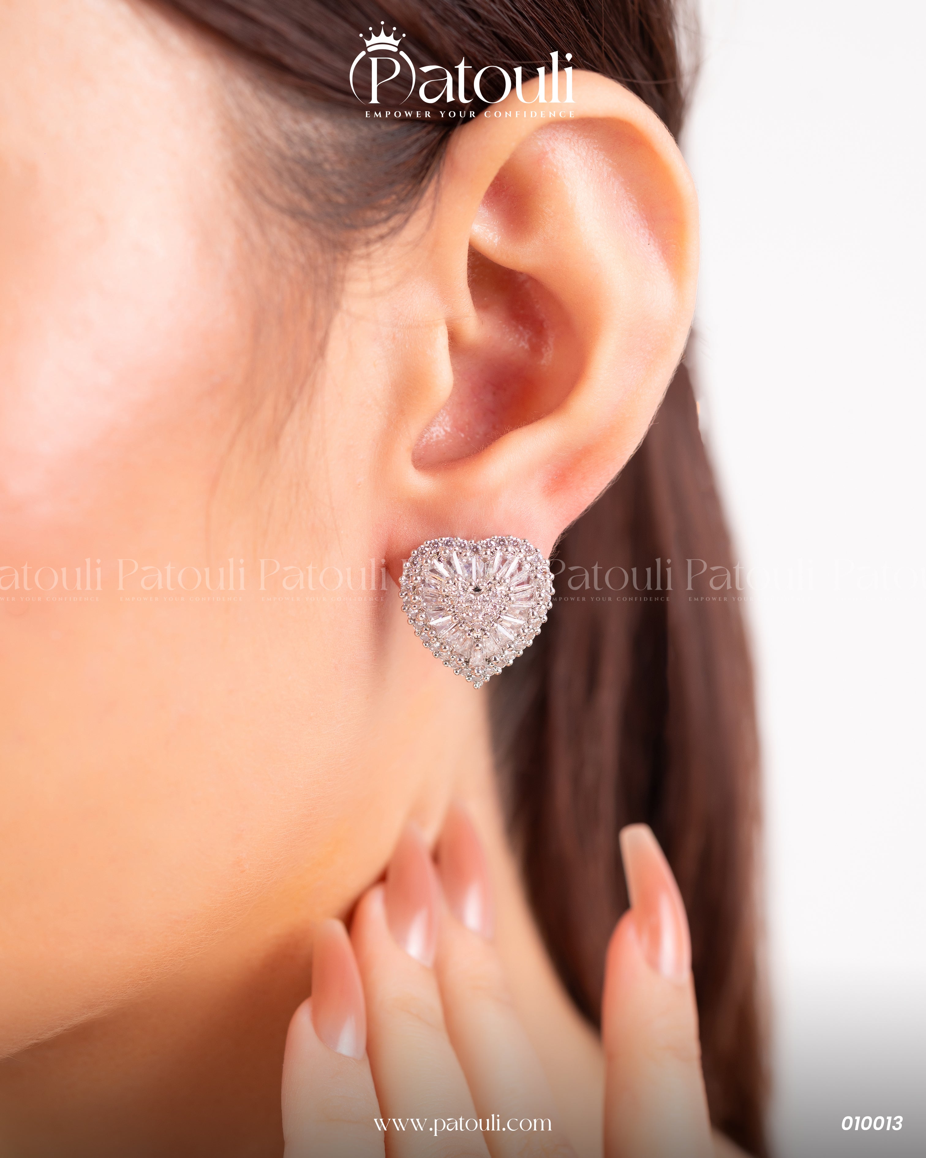Silver Zirconia Heart Shape Studs