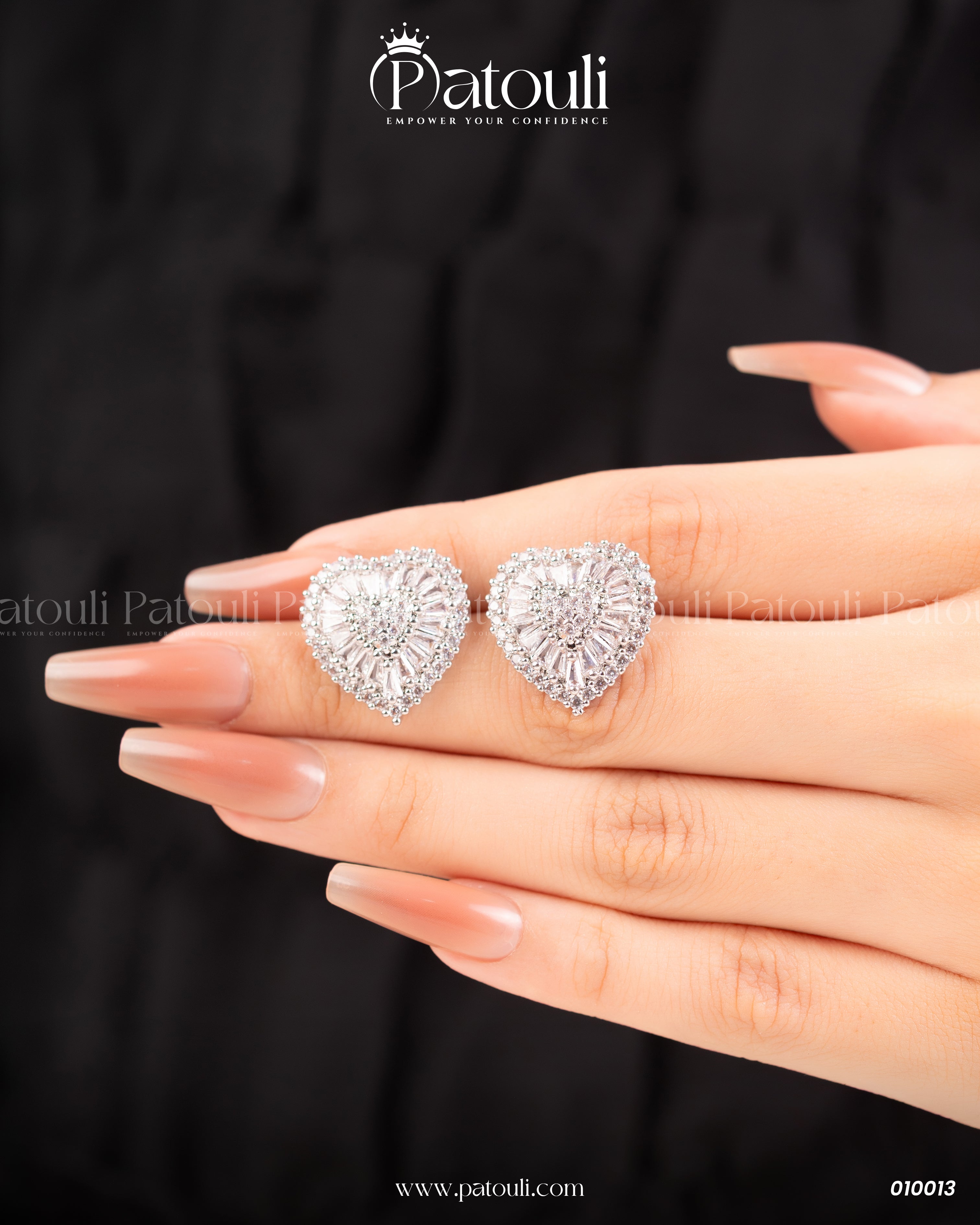 Silver Zirconia Heart Shape Studs