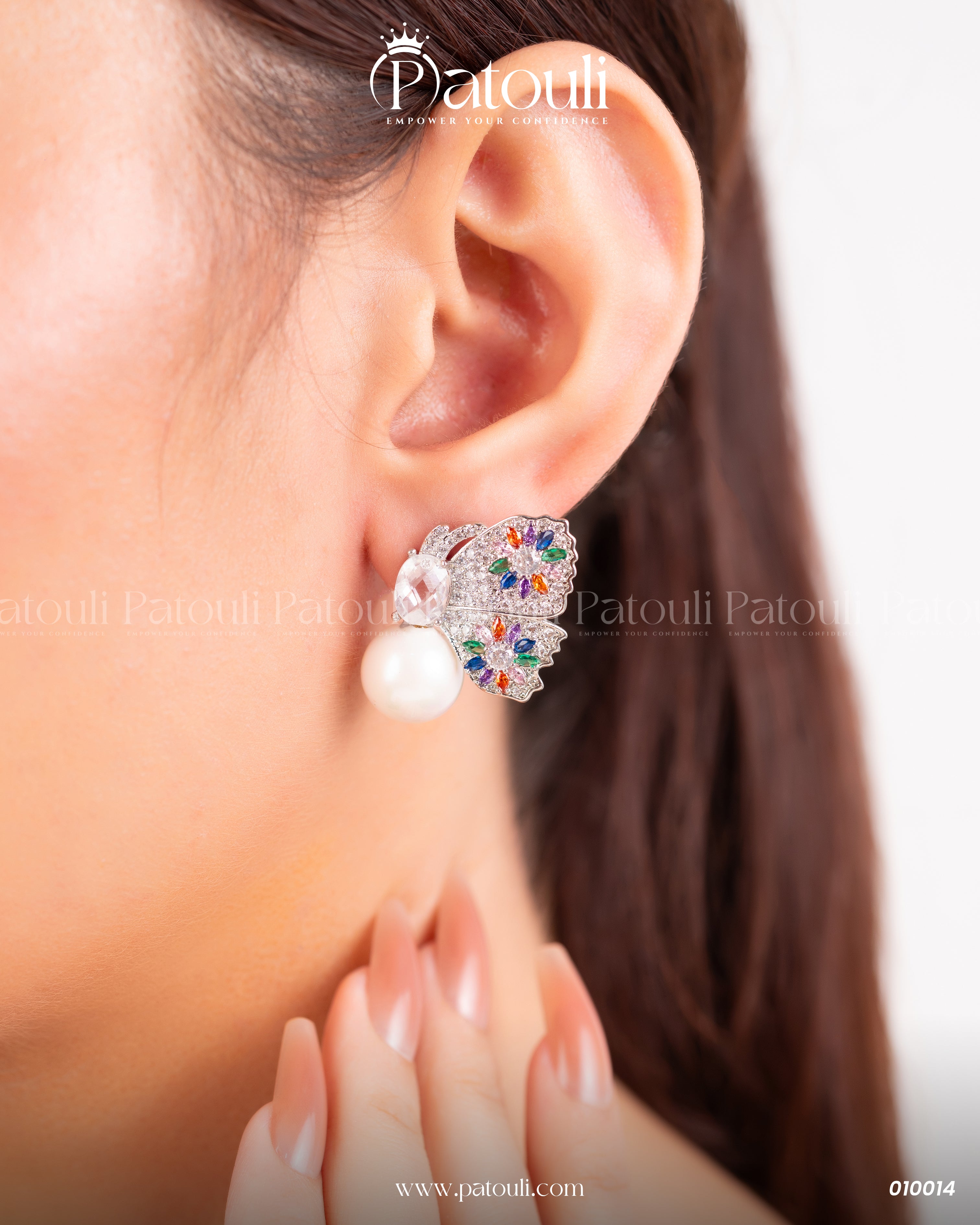Butterfly style Multicolor Pearl Drop Studs