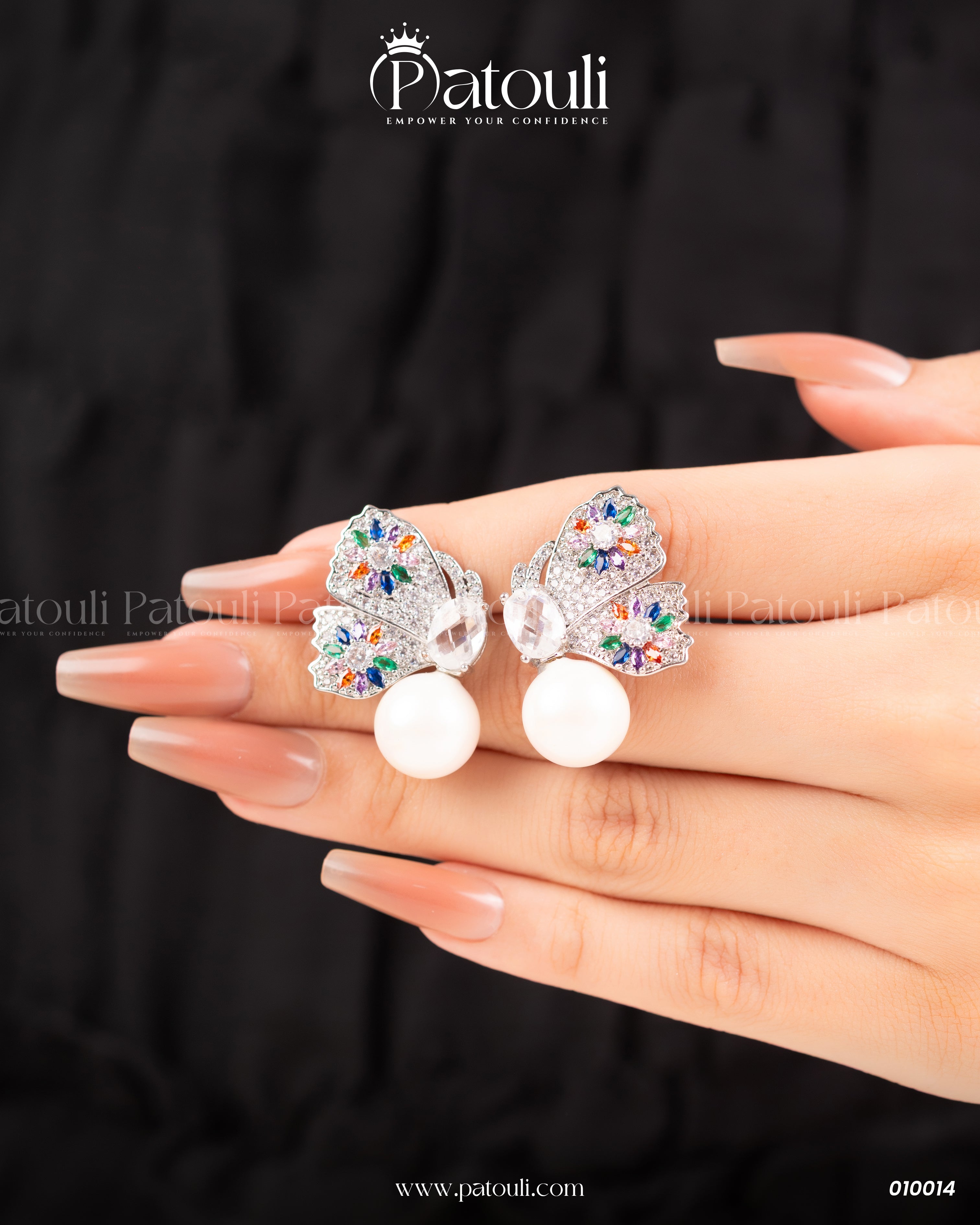 Butterfly style Multicolor Pearl Drop Studs
