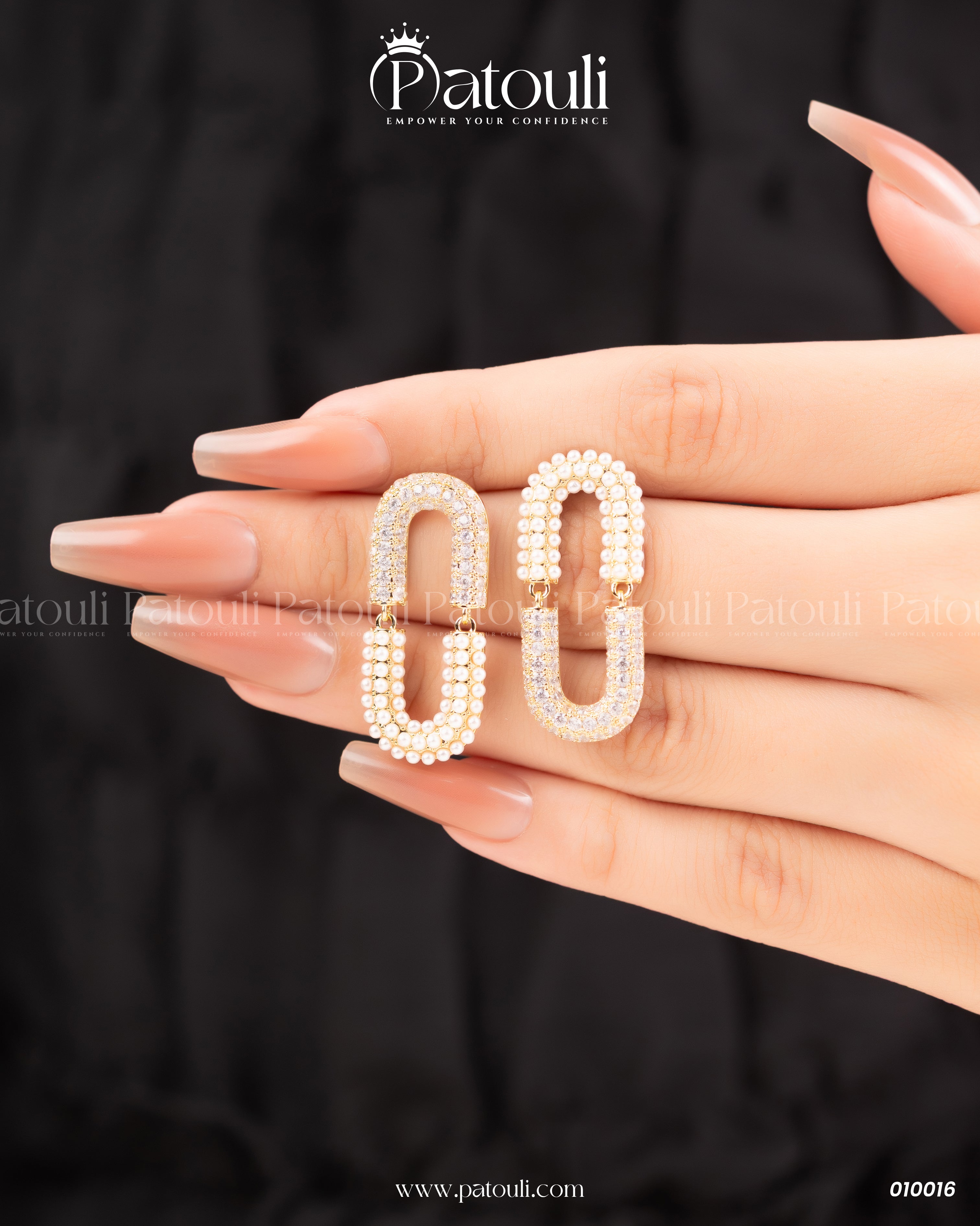 White And Golden Loop Style Studs