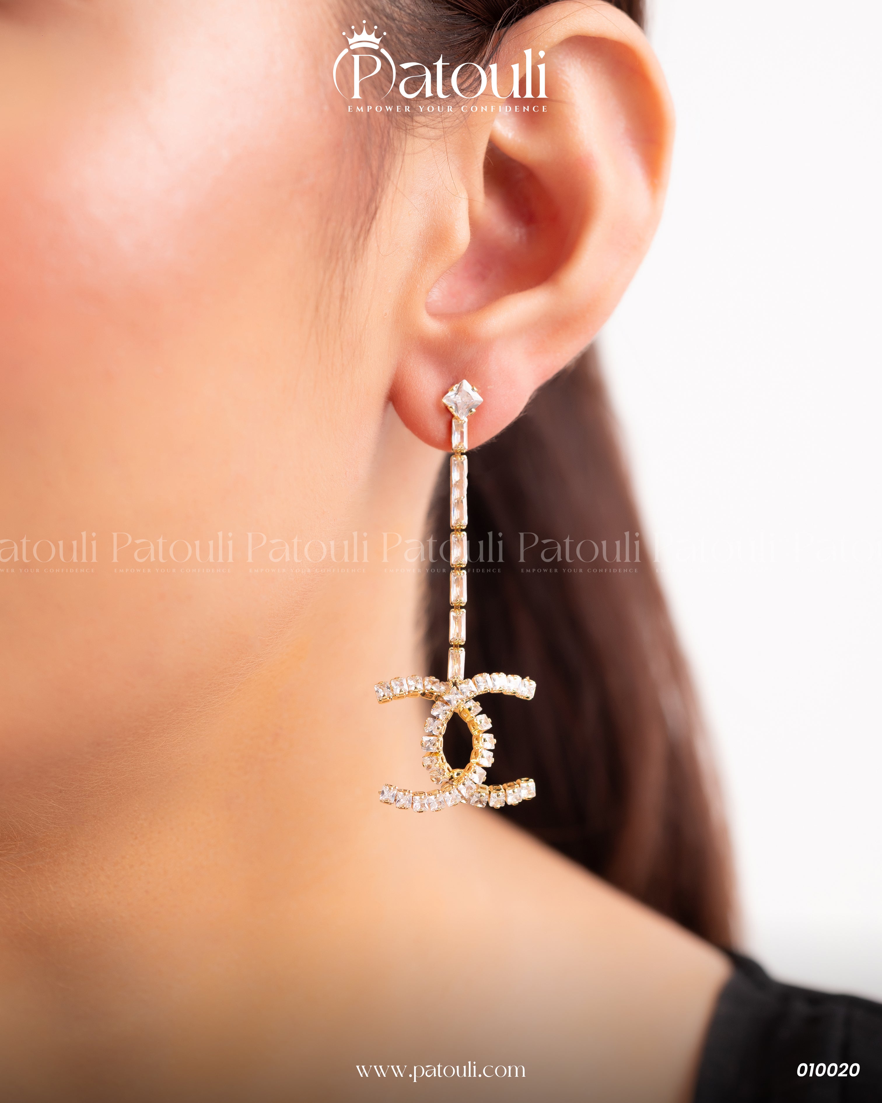 Double C Long Party Wear Earrings