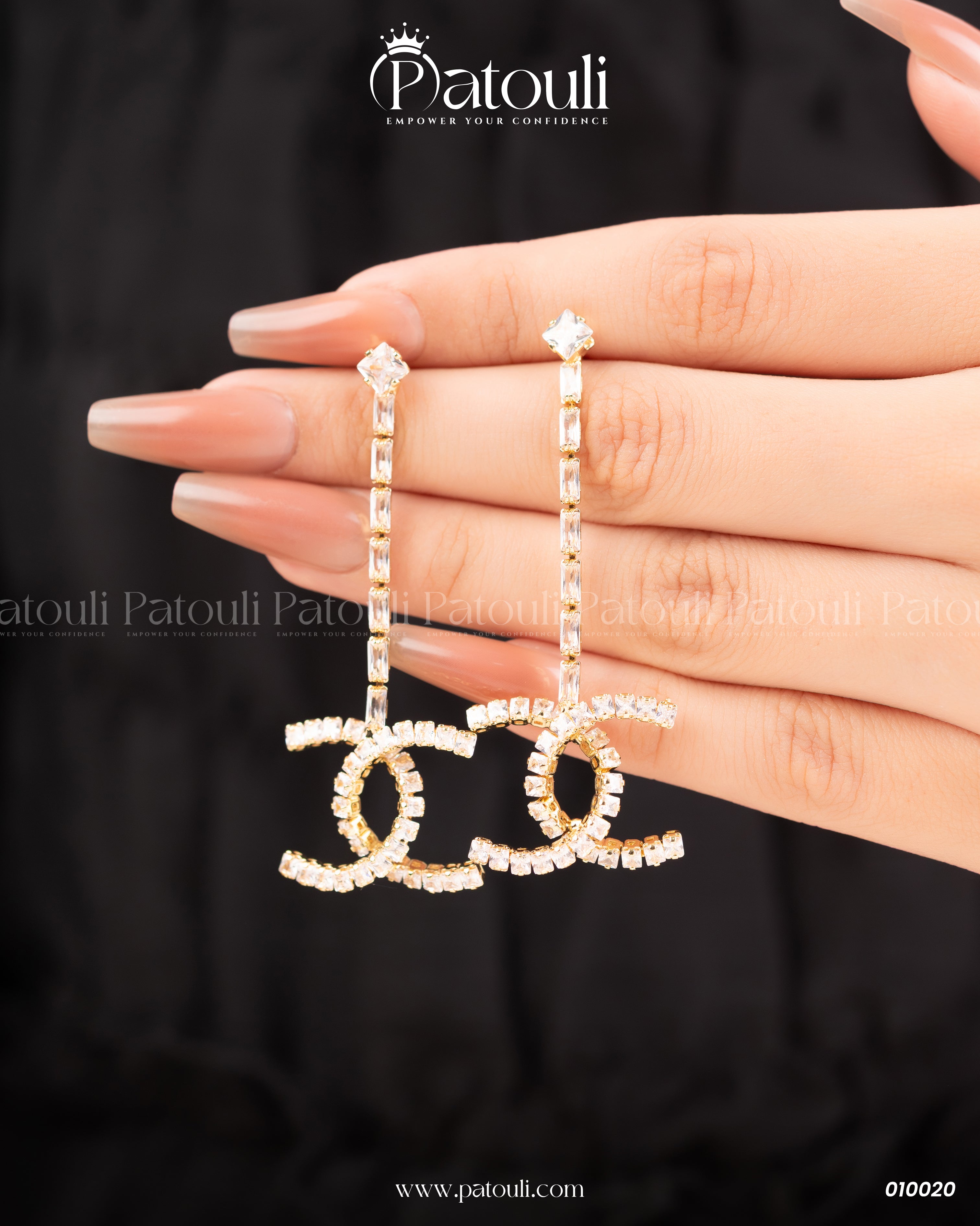 Double C Long Party Wear Earrings
