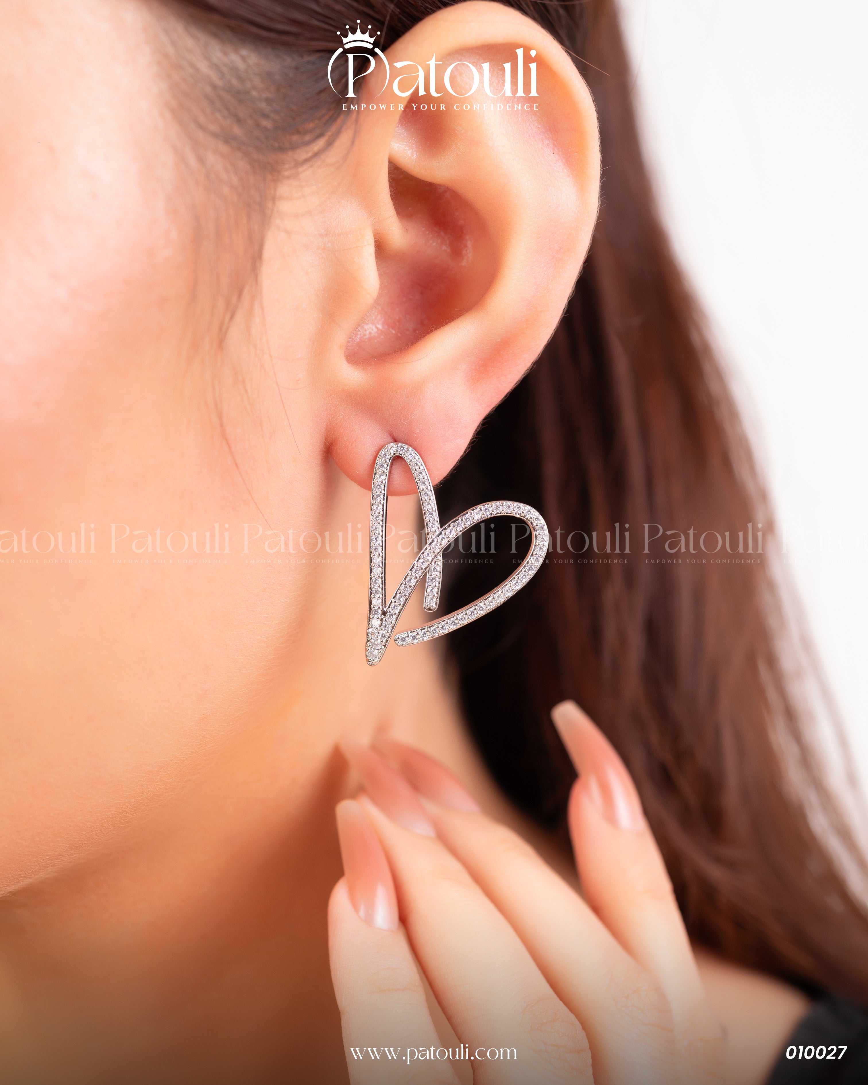 Stylist Silver Heart Earrings