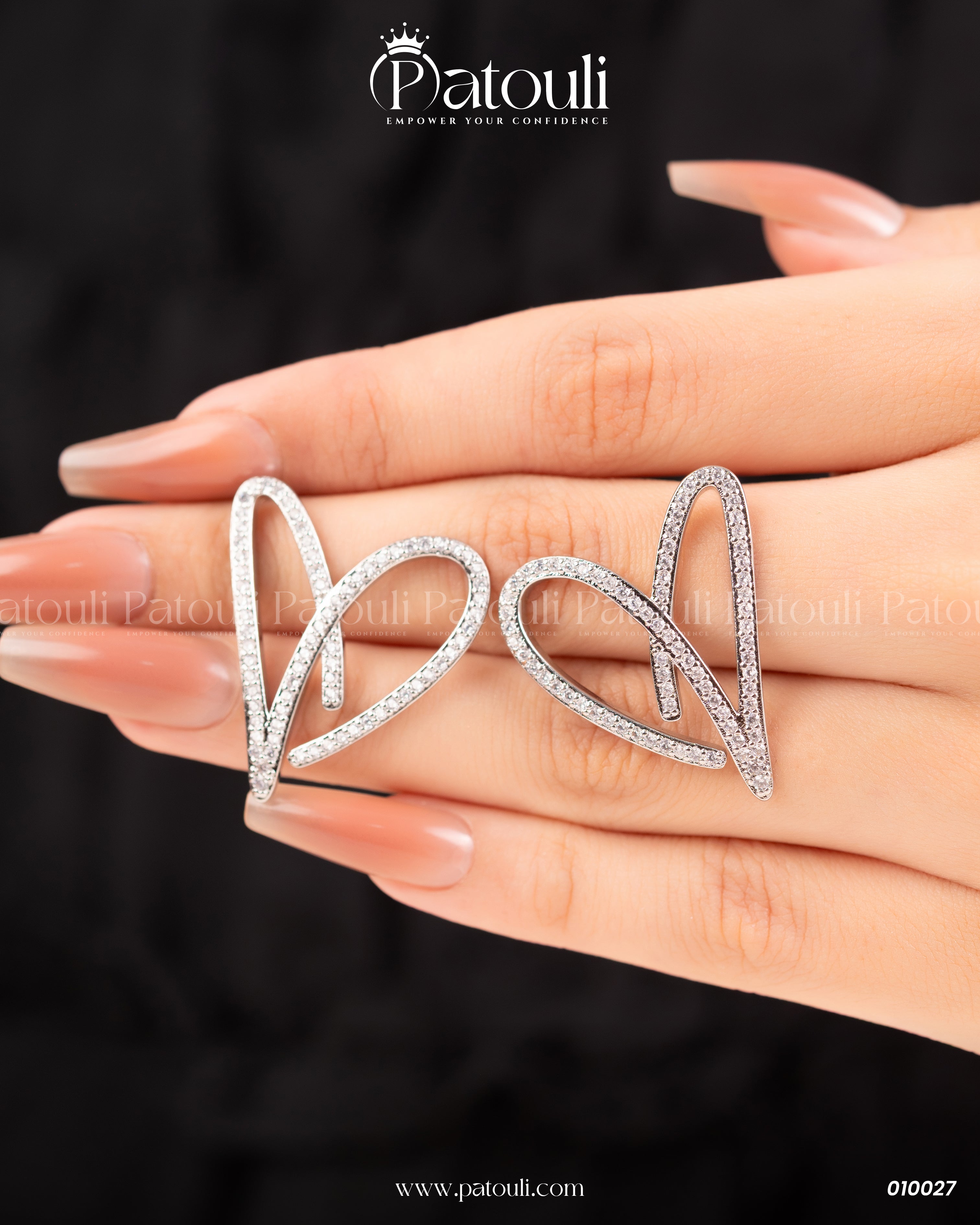 Stylist Silver Heart Earrings