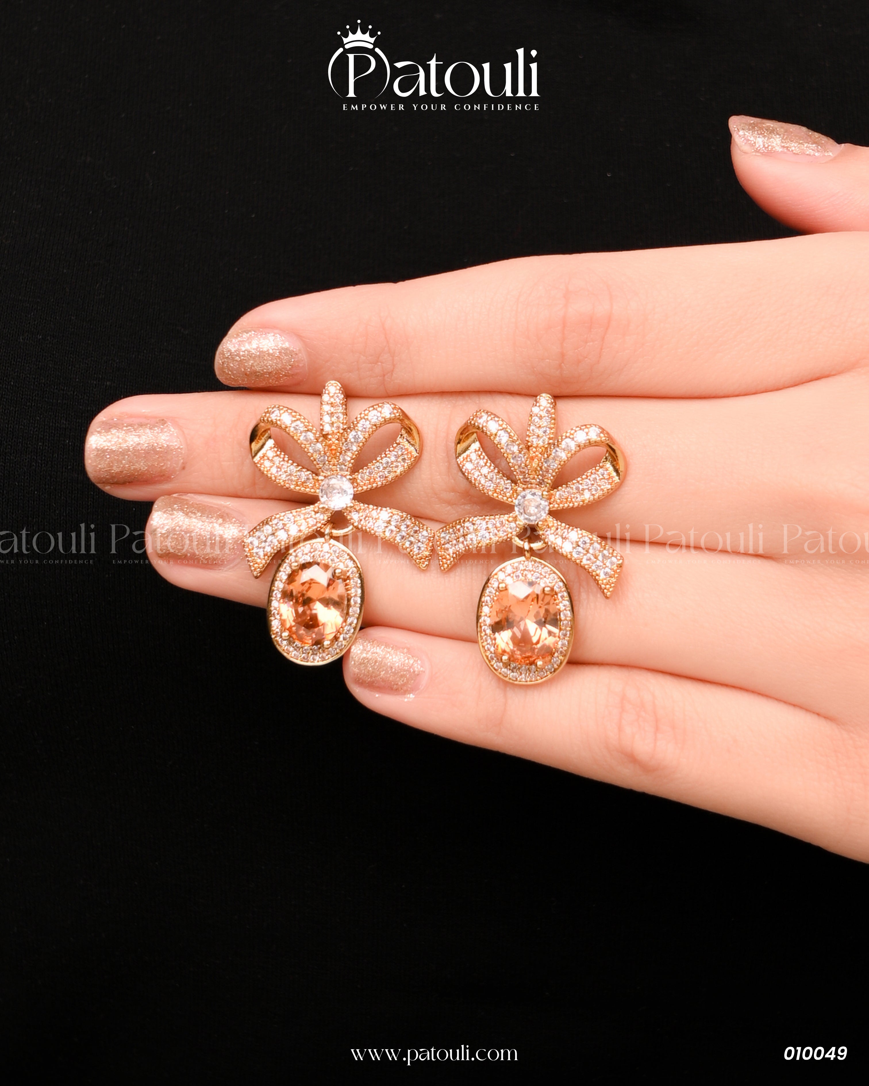 The Champagne Flora Crown Studs