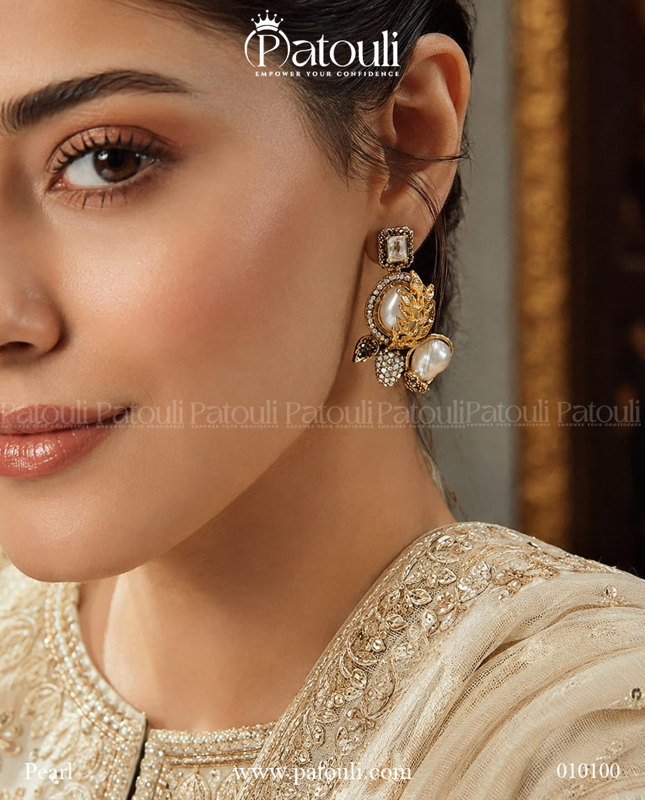Vintage Baroque Pearl Floral Statement Earrings