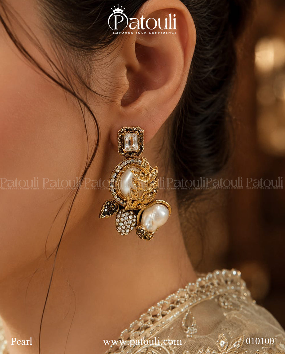 Vintage Baroque Pearl Floral Statement Earrings