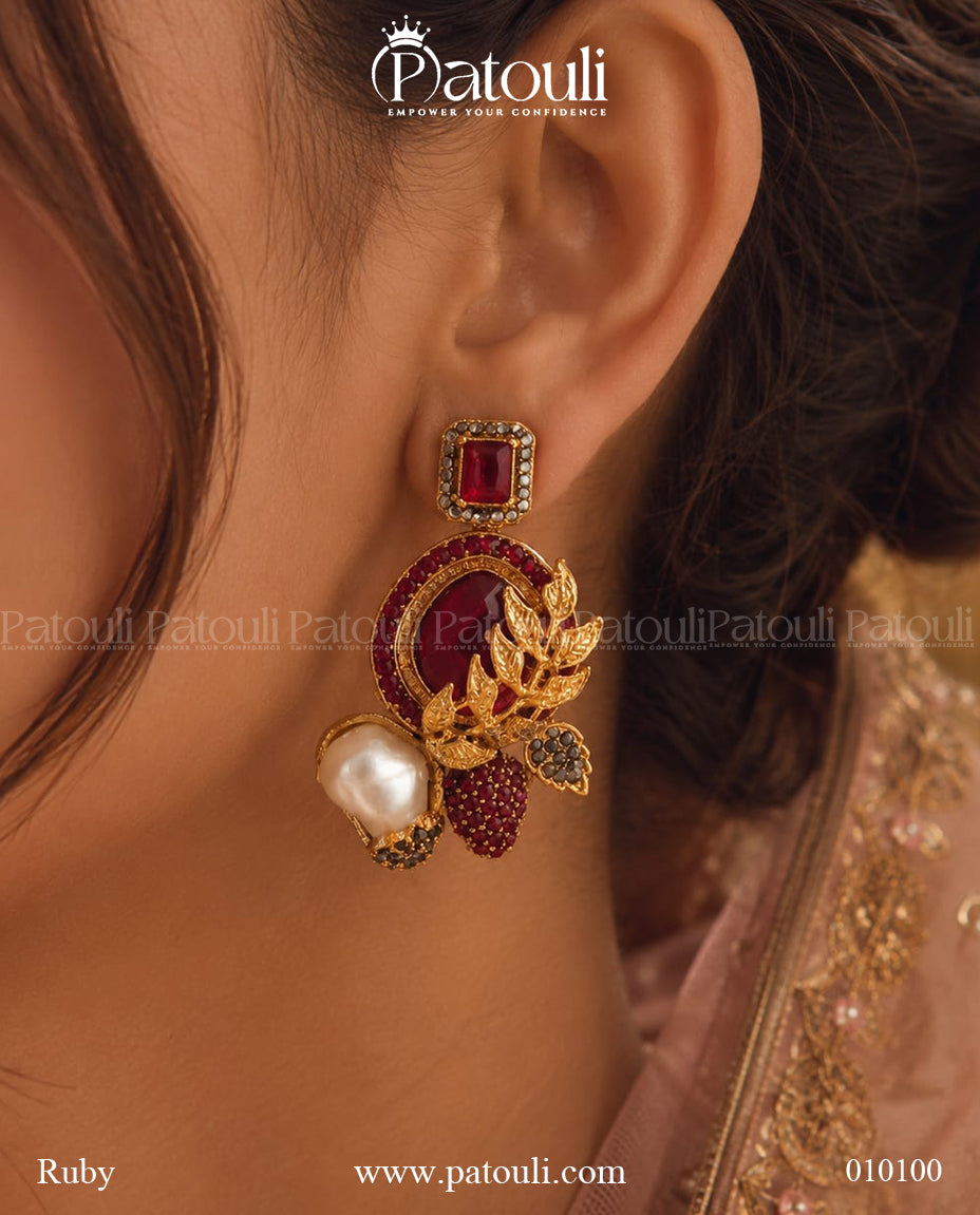 Vintage Baroque Pearl Floral Statement Earrings