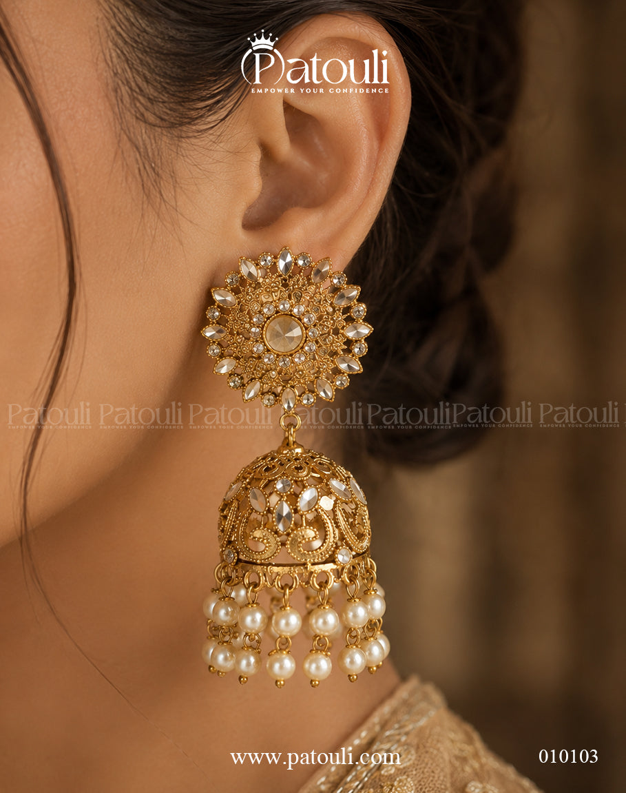 Rajkumari Antique Filigree Jhumkas Earring