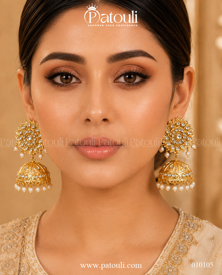 Zari Festive Light Weight  Jhumka Earrings