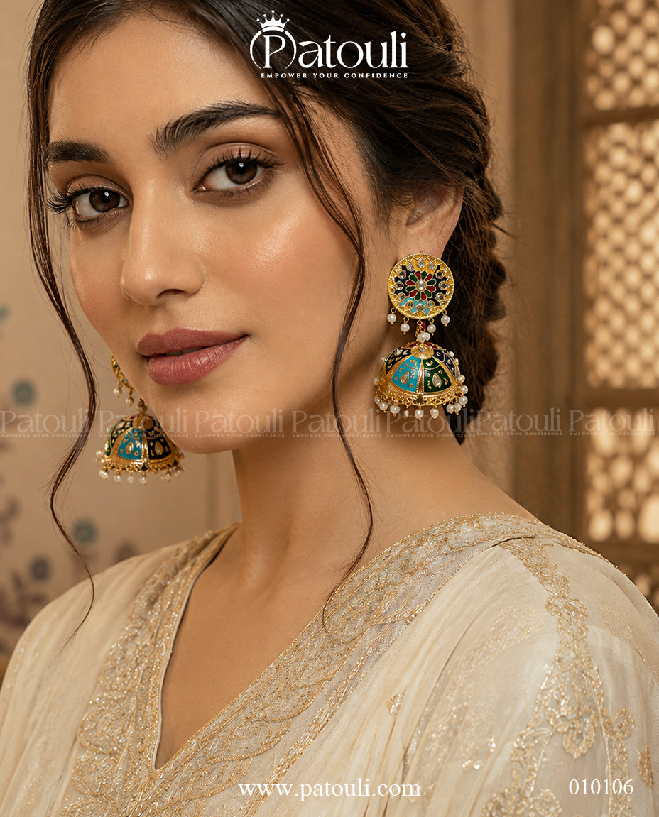 Meena Jhumka Earrings