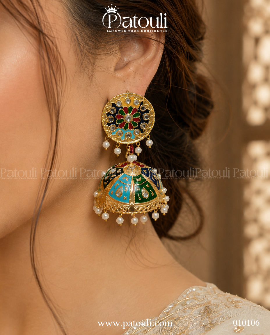 Meena Jhumka Earrings