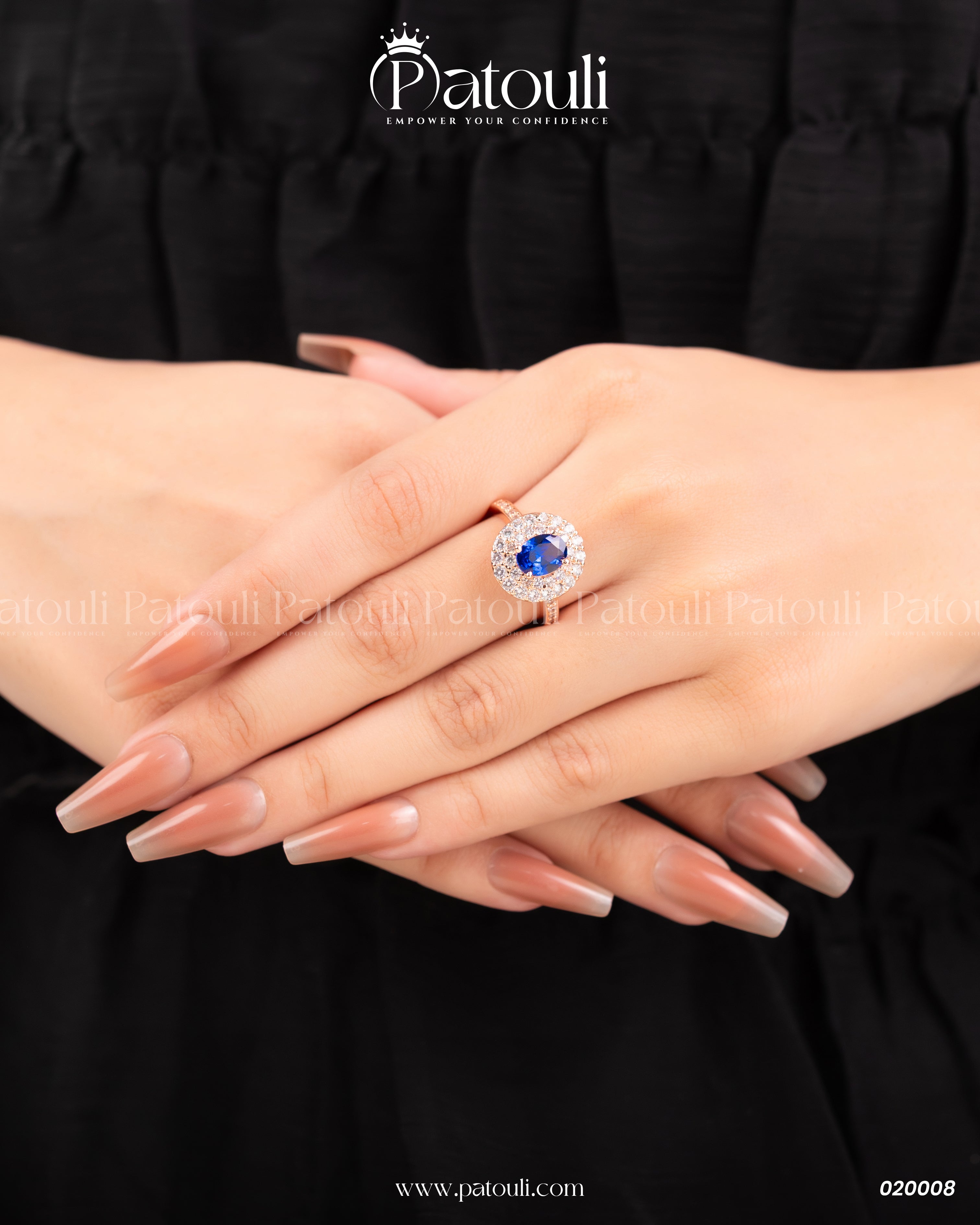Oval Shape Blue Stone Gold Platted