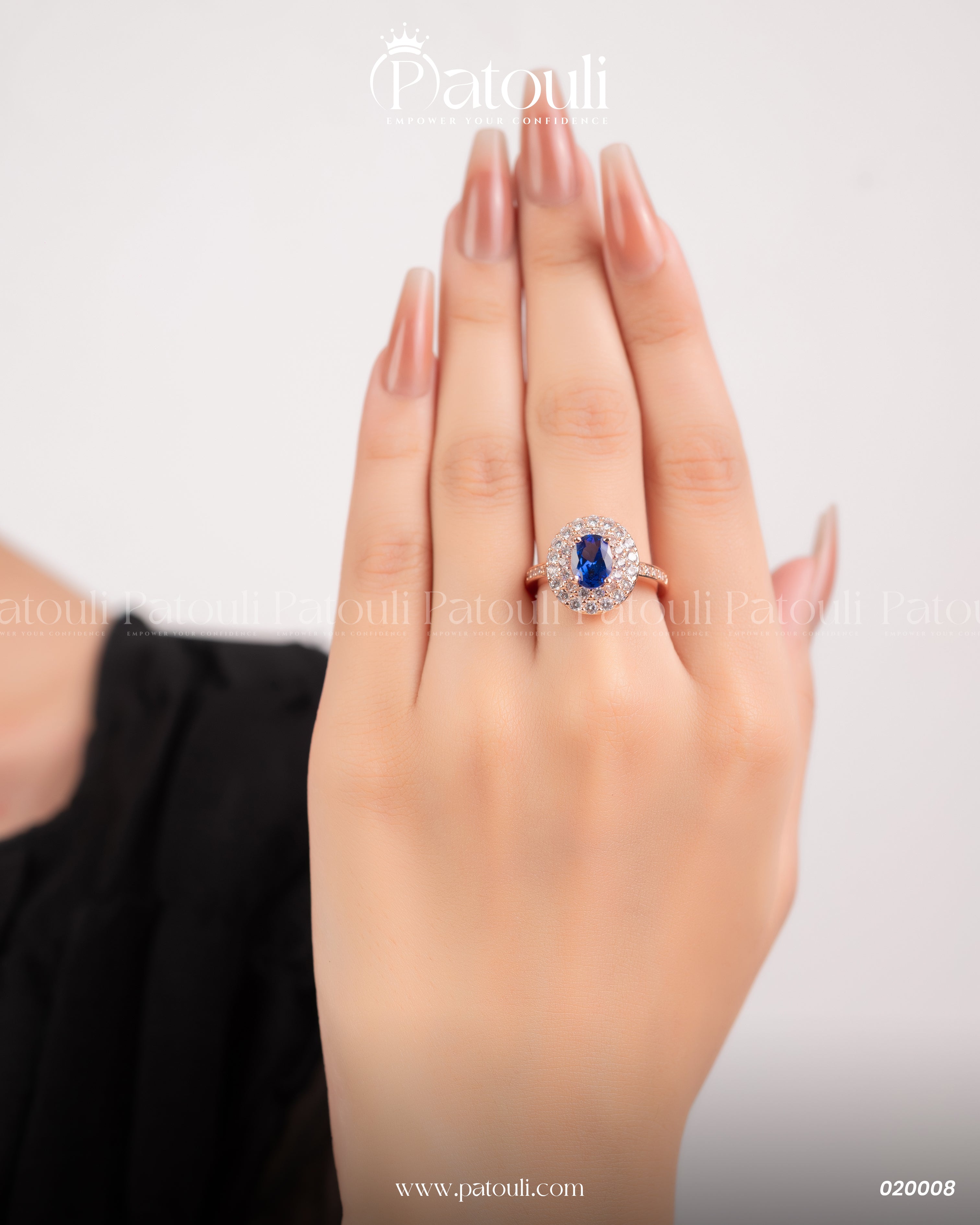 Oval Shape Blue Stone Gold Platted