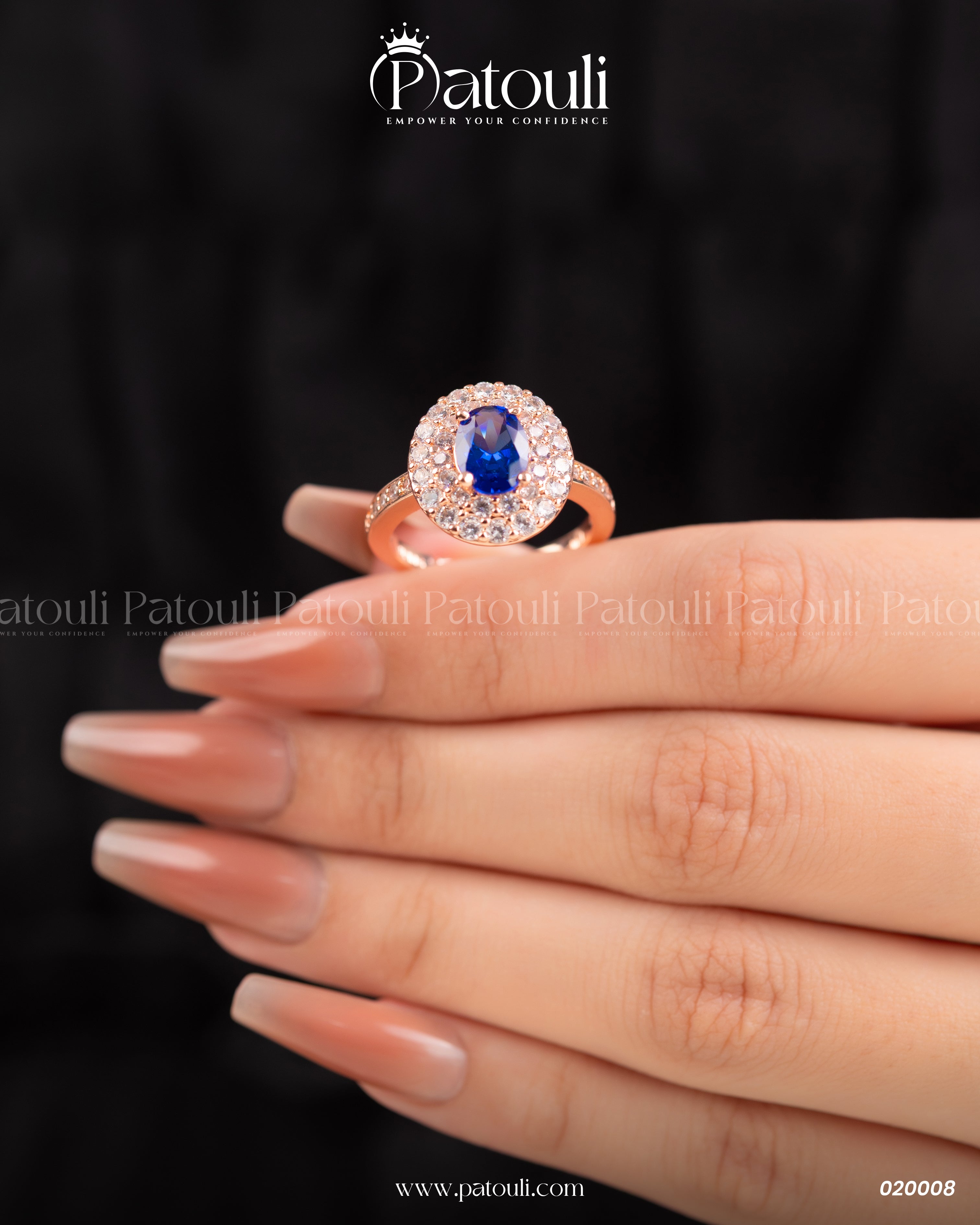 Oval Shape Blue Stone Gold Platted
