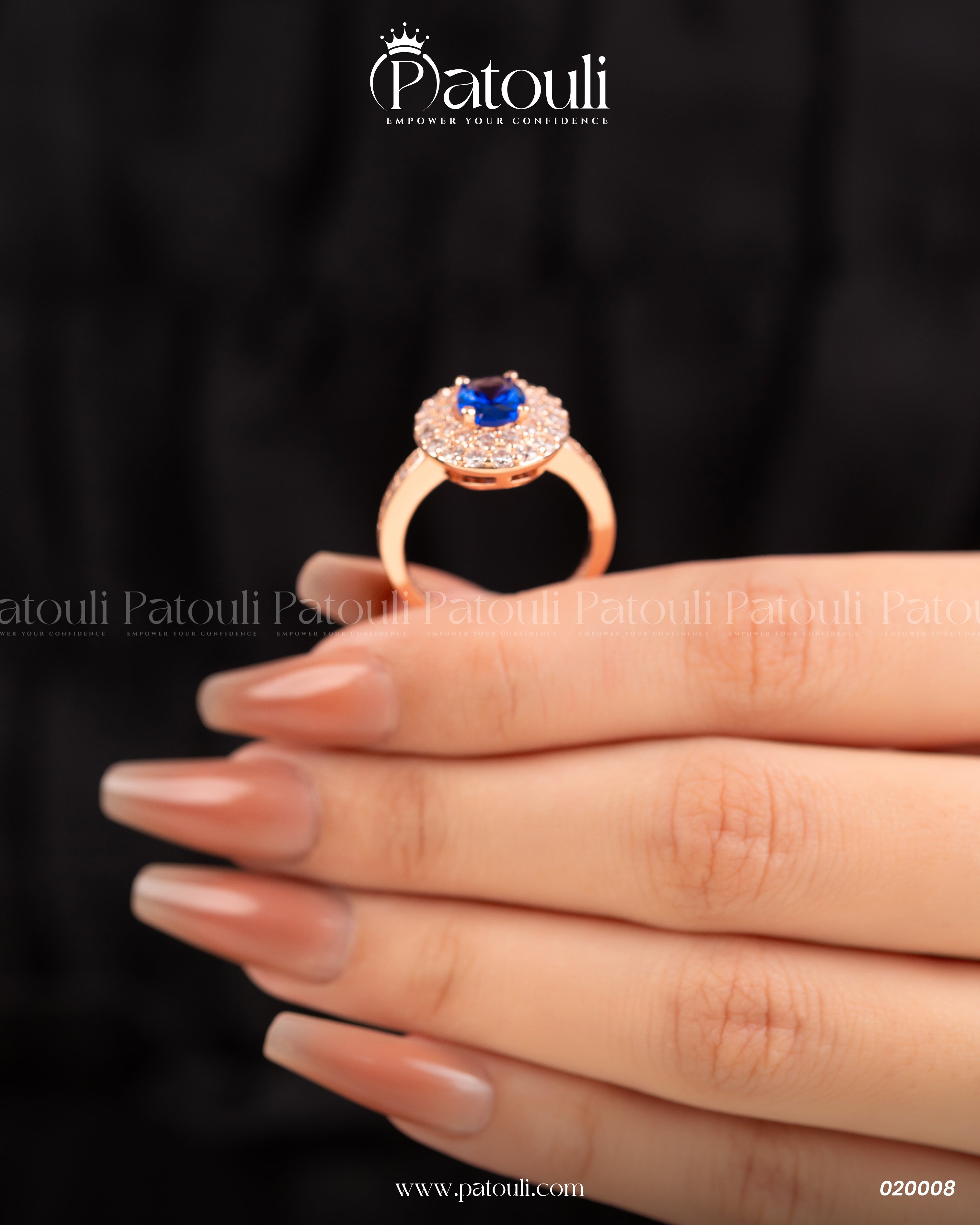 Oval Shape Blue Stone Gold Platted