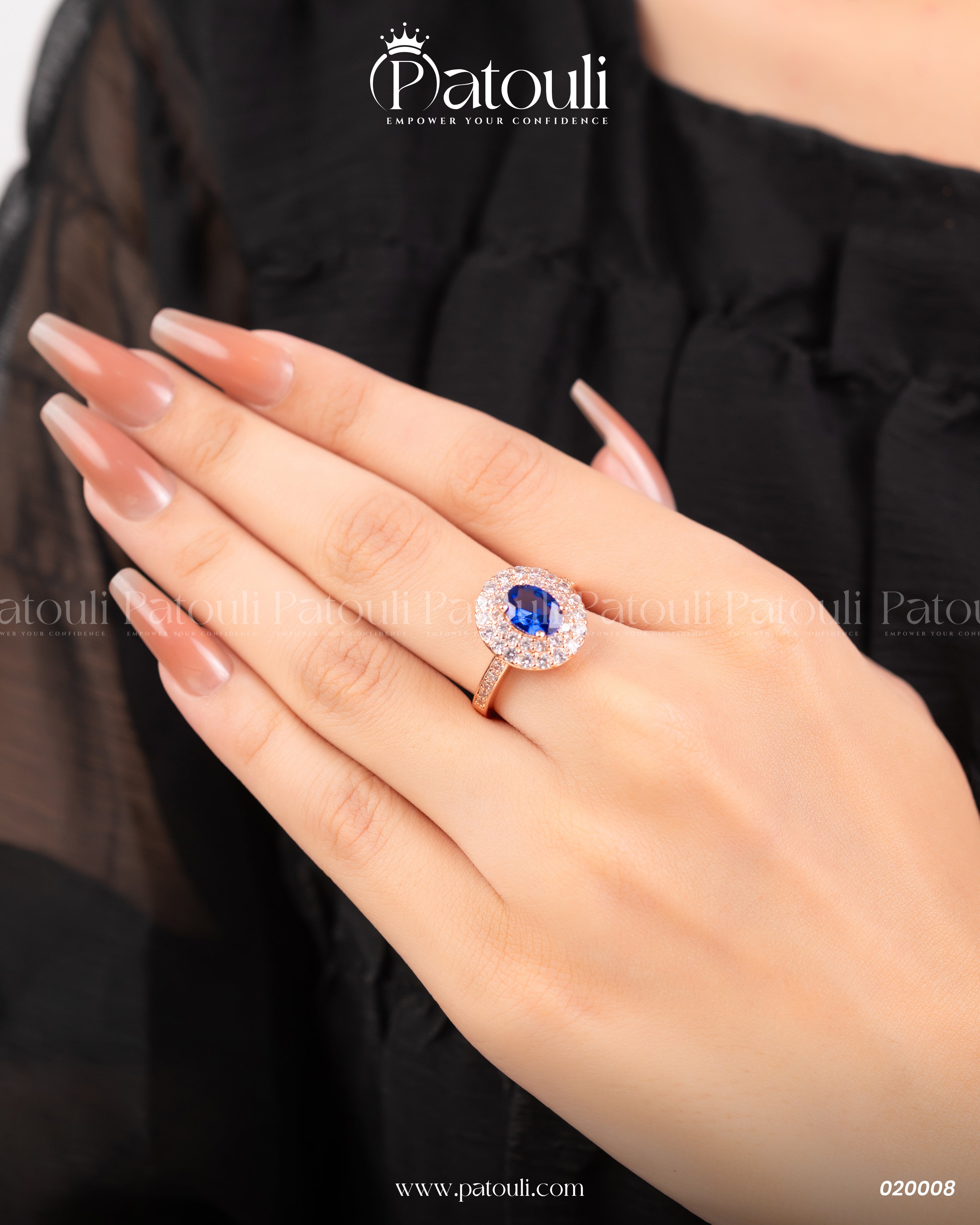 Oval Shape Blue Stone Gold Platted