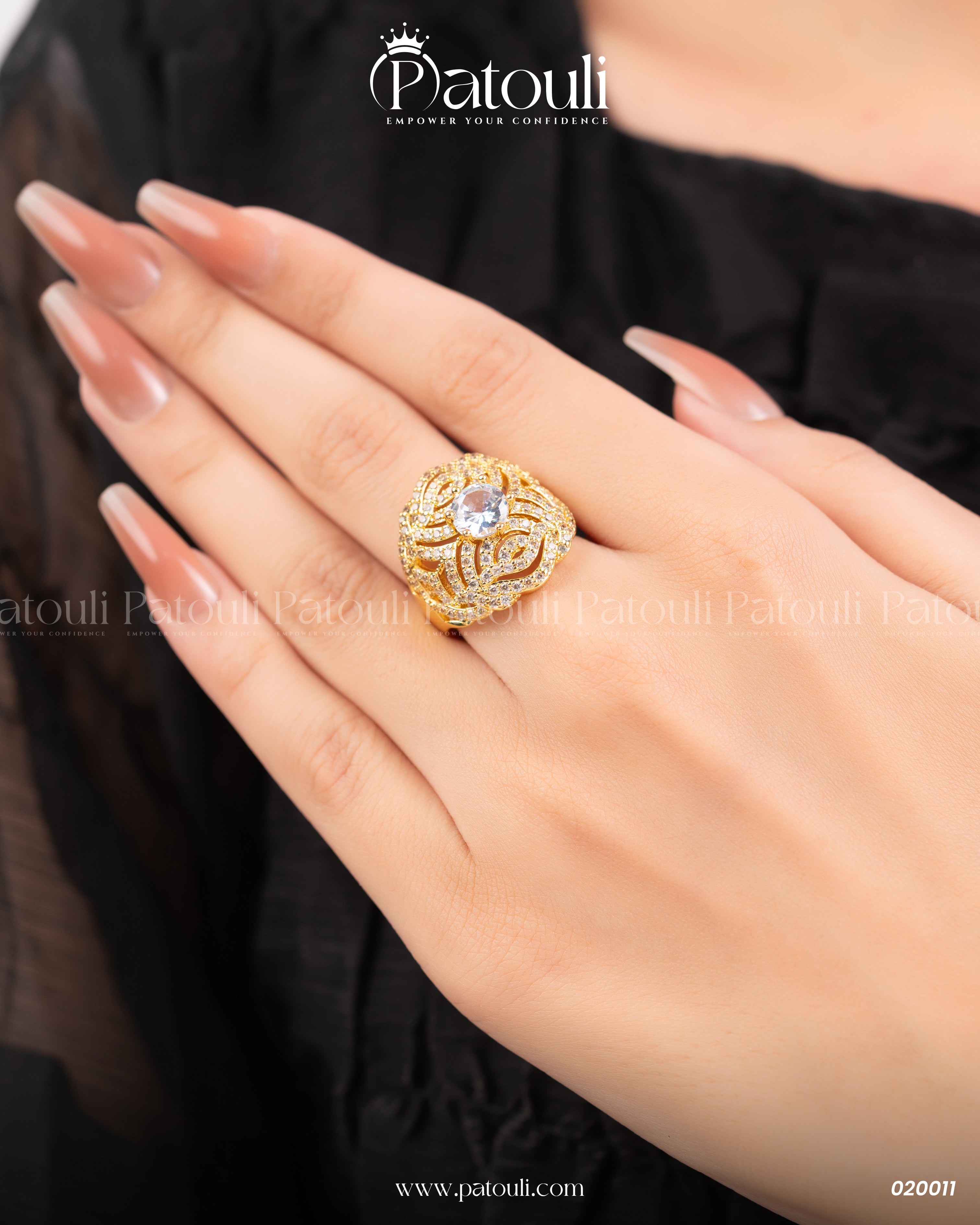 Elegant Bridal Wide Golden Ring
