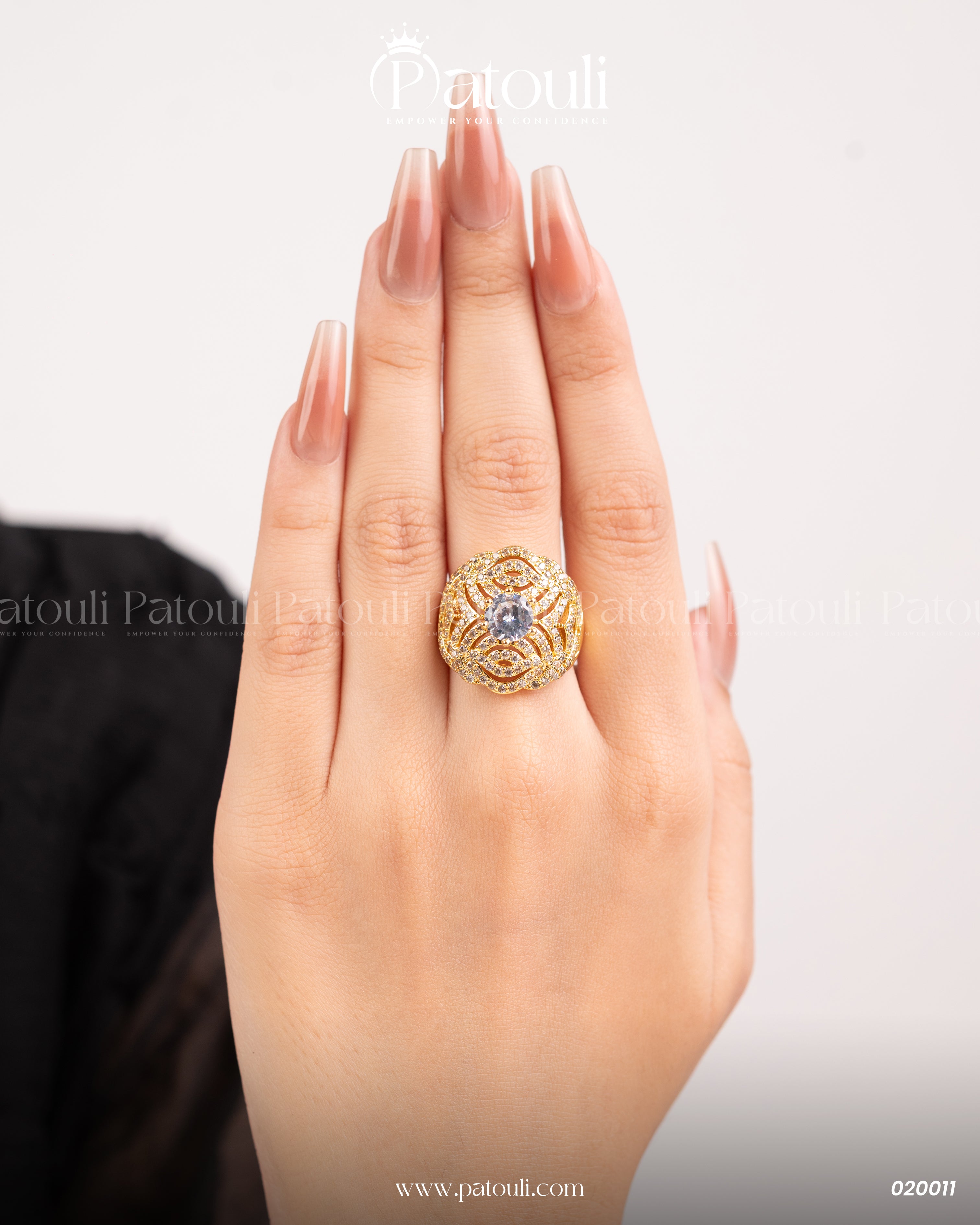 Elegant Bridal Wide Golden Ring