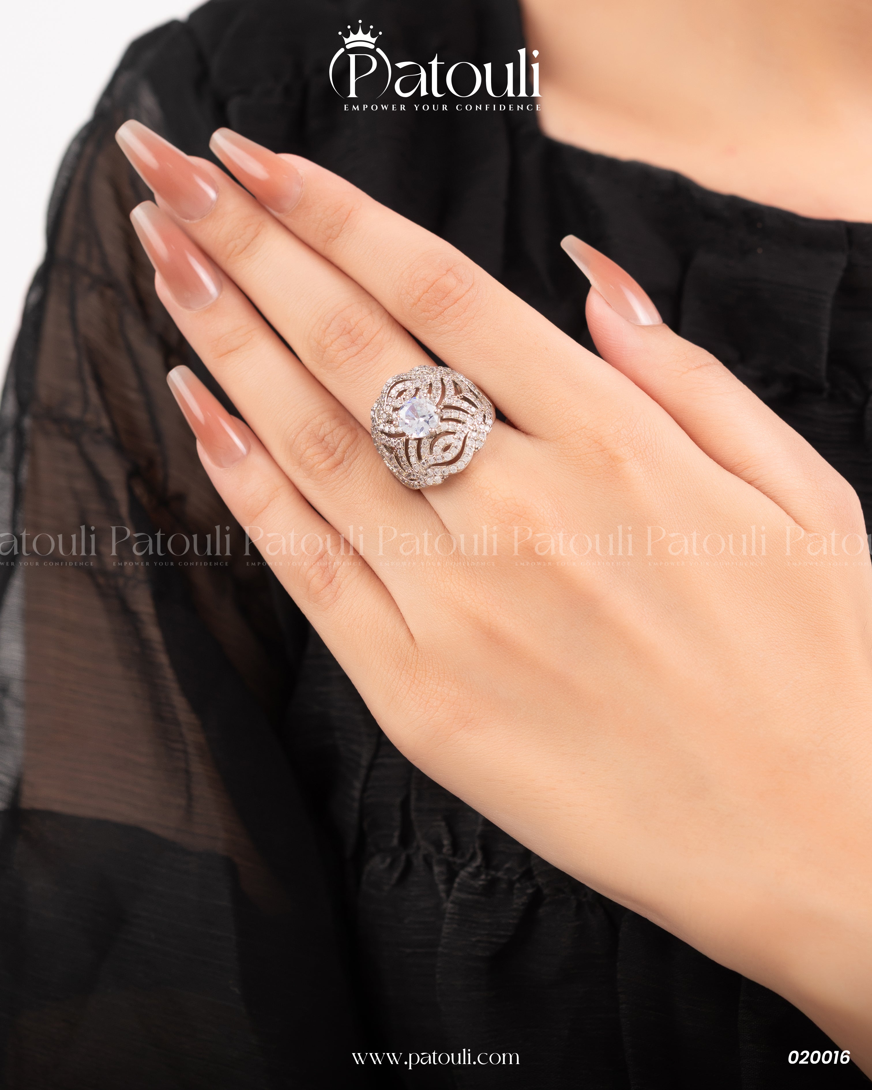 Elegant Bridal Wide Silver Ring