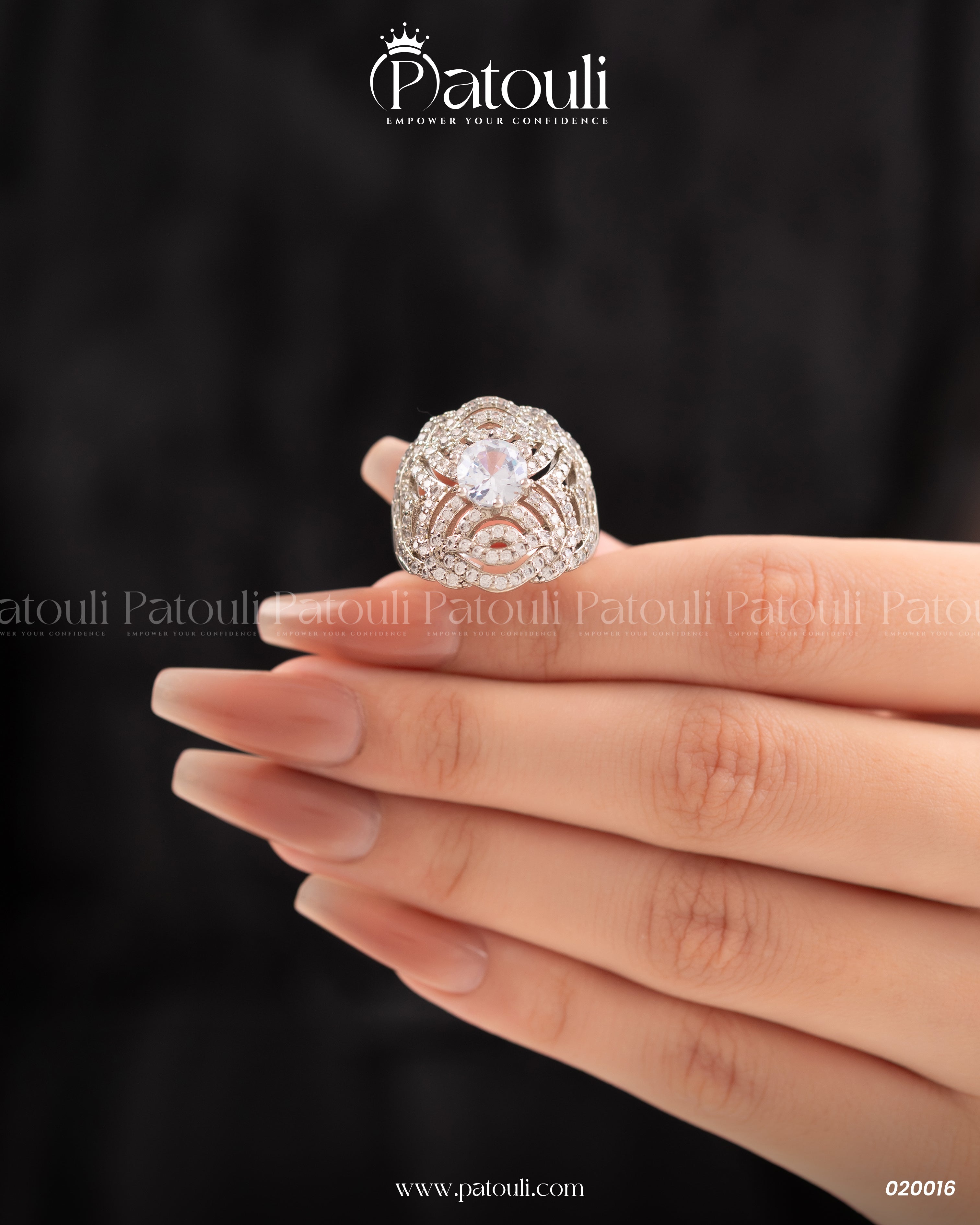 Elegant Bridal Wide Silver Ring