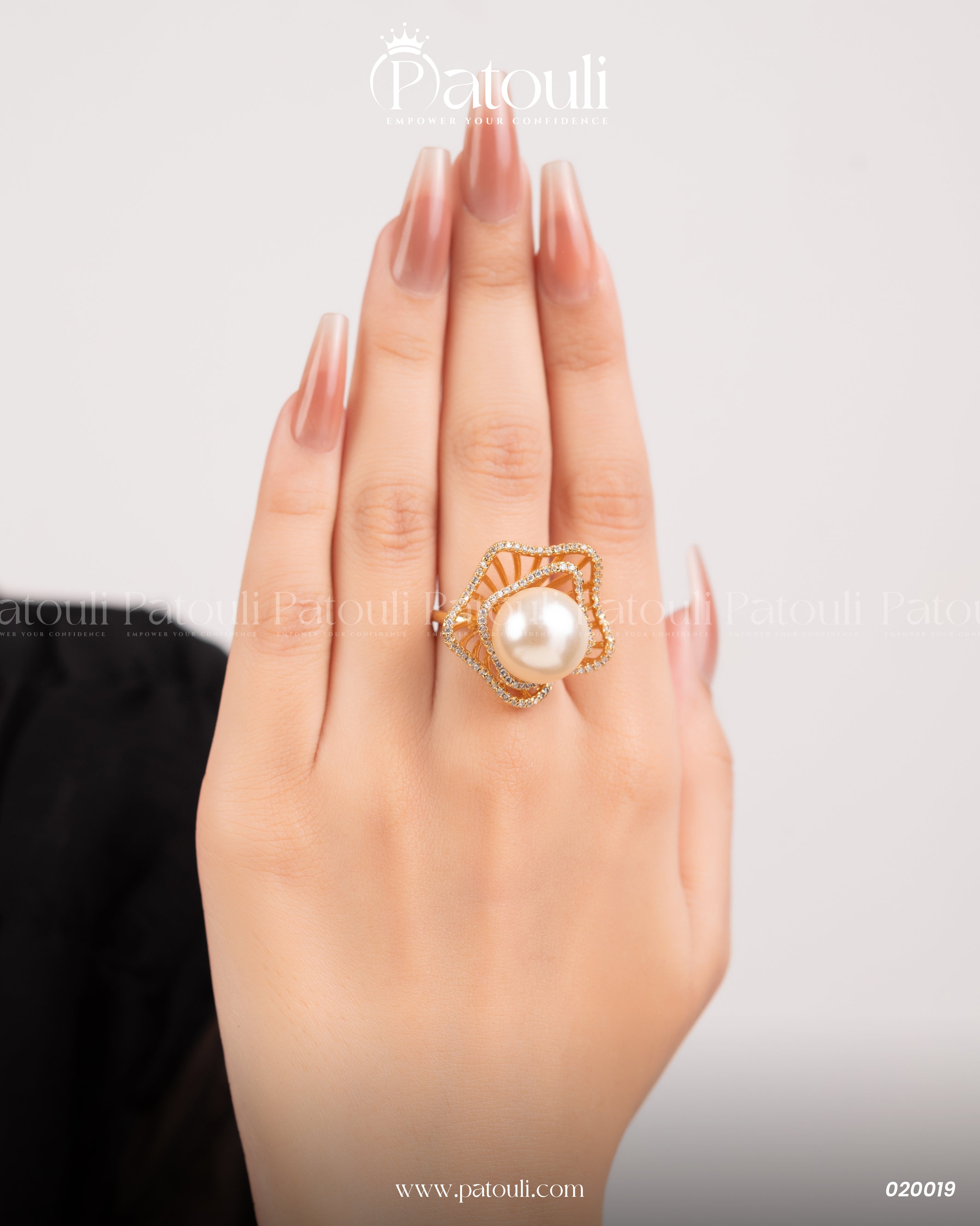 Rose Flower Pearl Gold Platted Ring