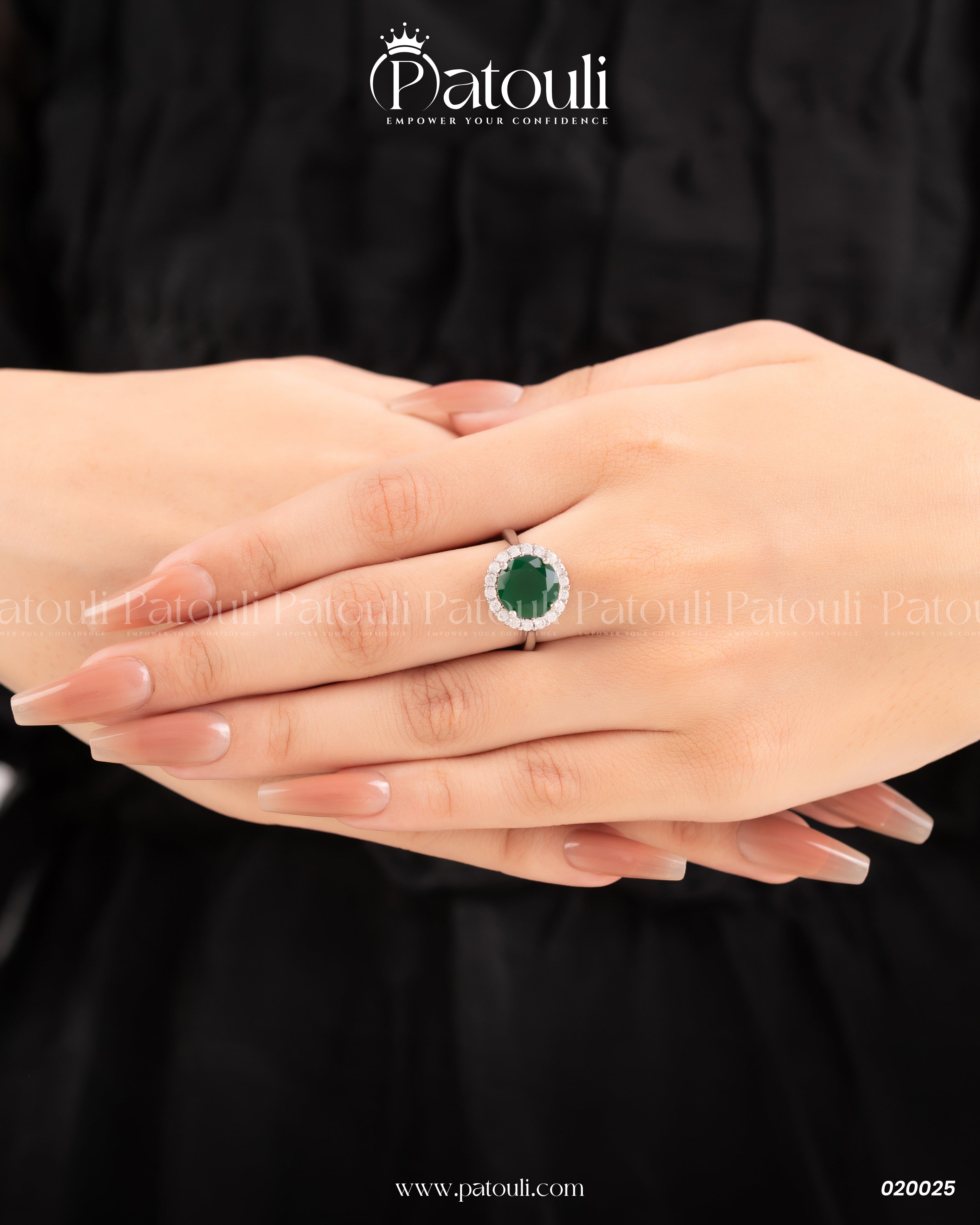Green Rhinestone Silver