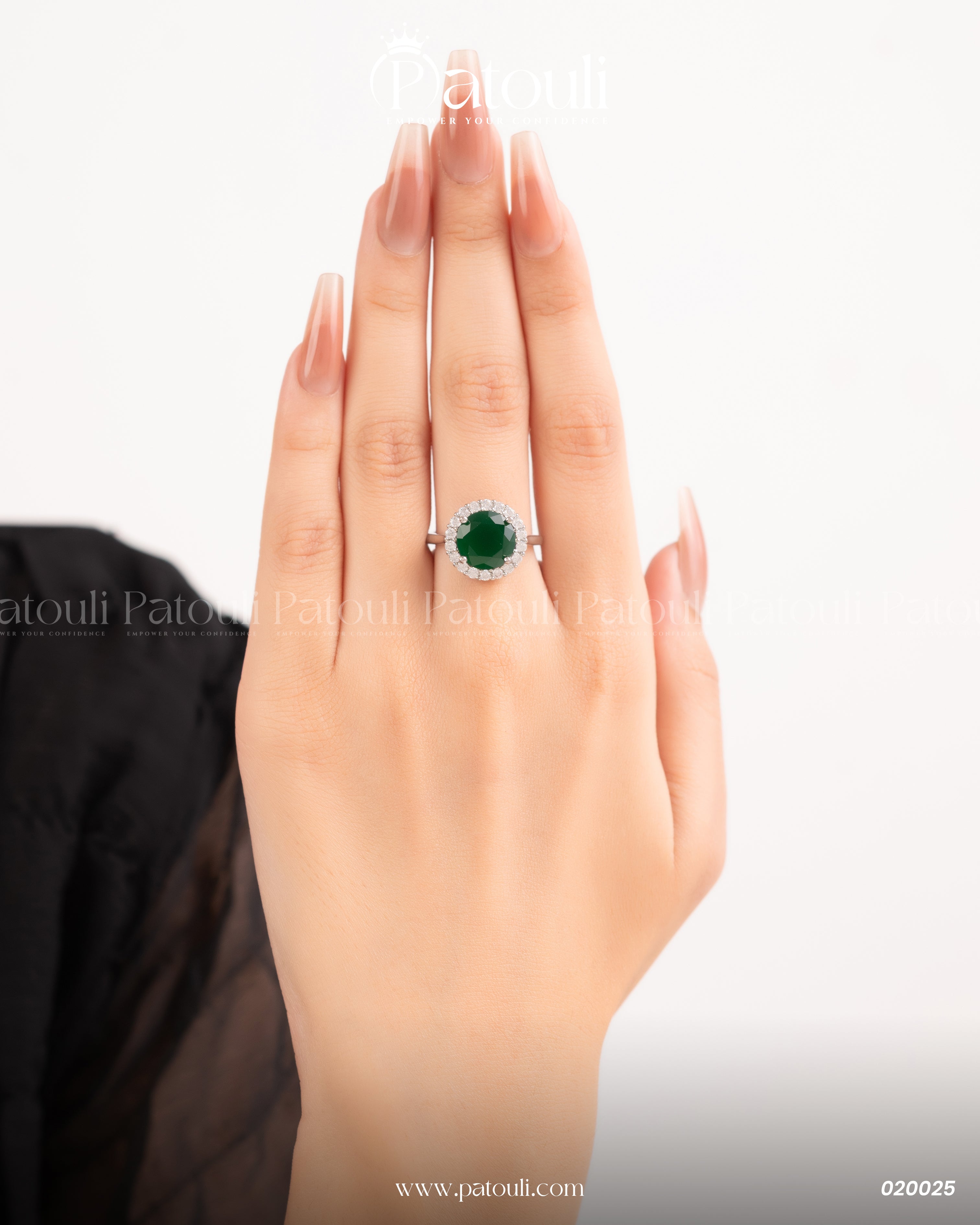 Green Rhinestone Silver