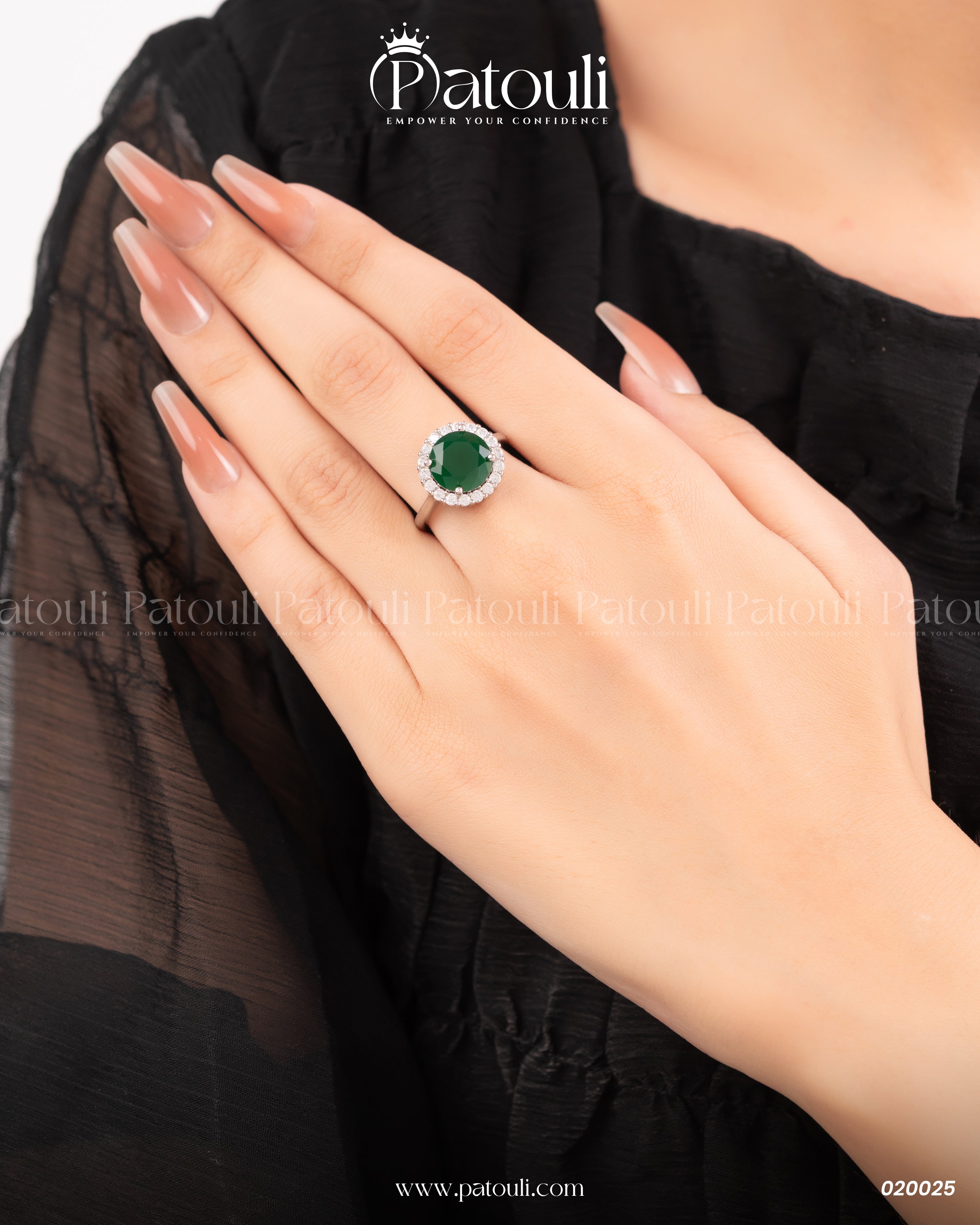 Green Rhinestone Silver
