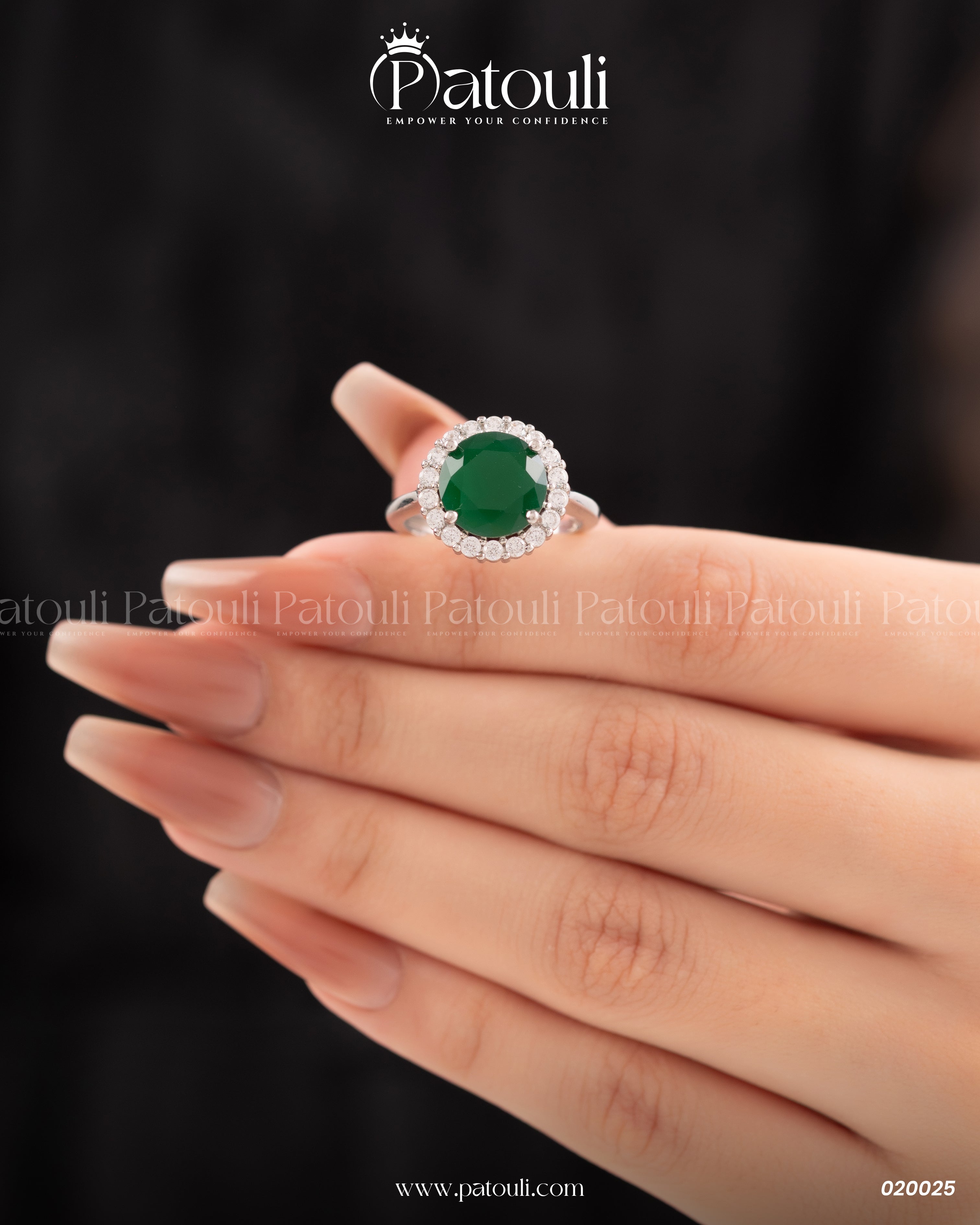 Green Rhinestone Silver