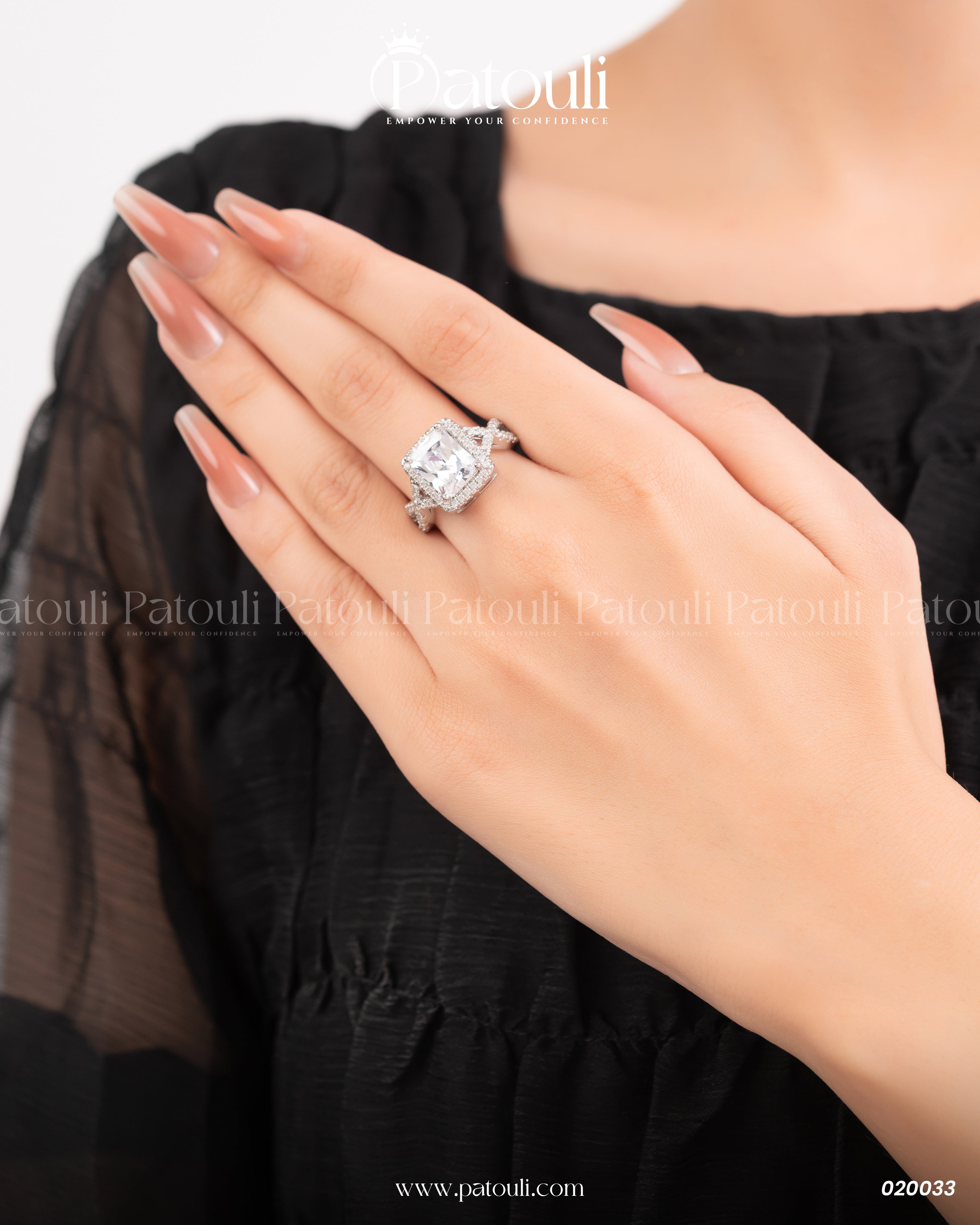 Cubic White Rhinestone Silver Ring