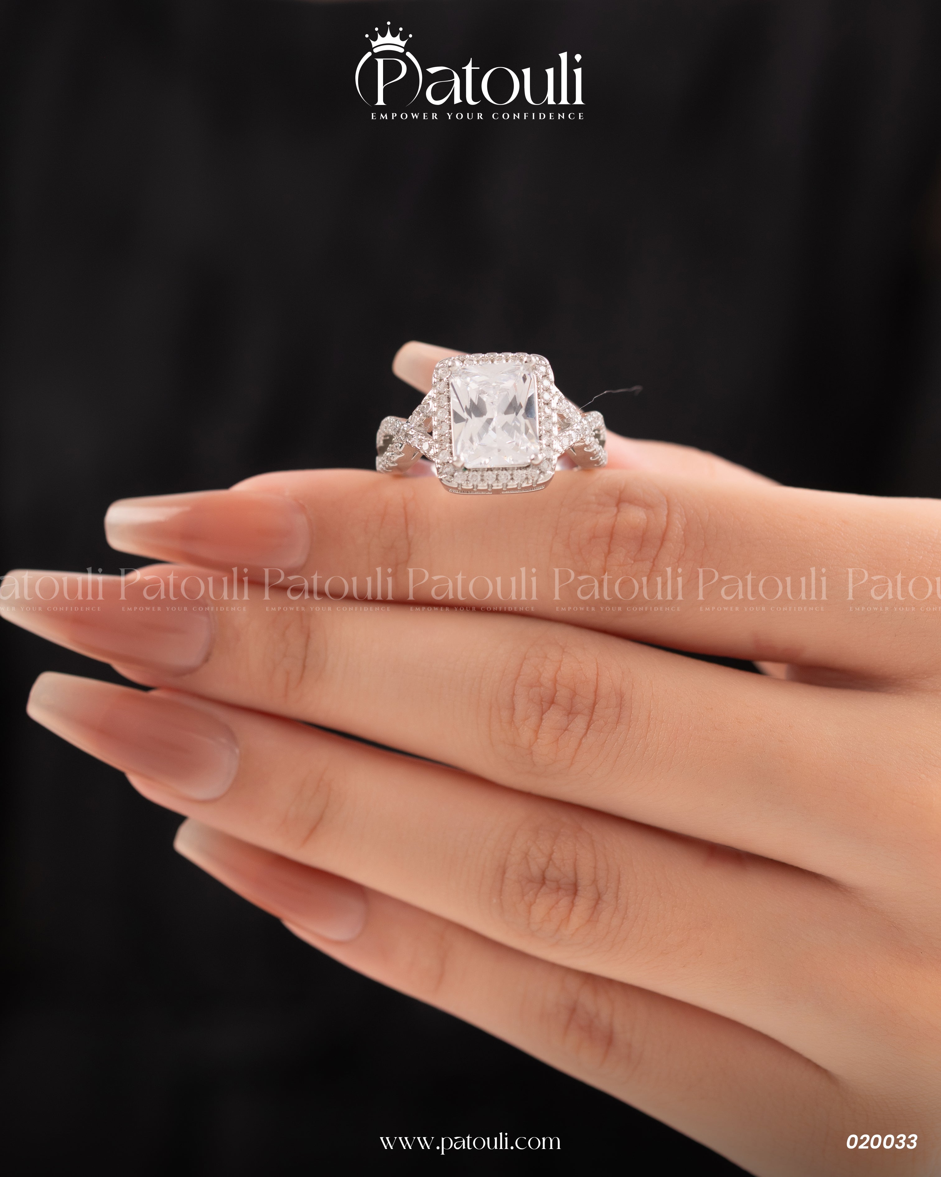 Cubic White Rhinestone Silver Ring