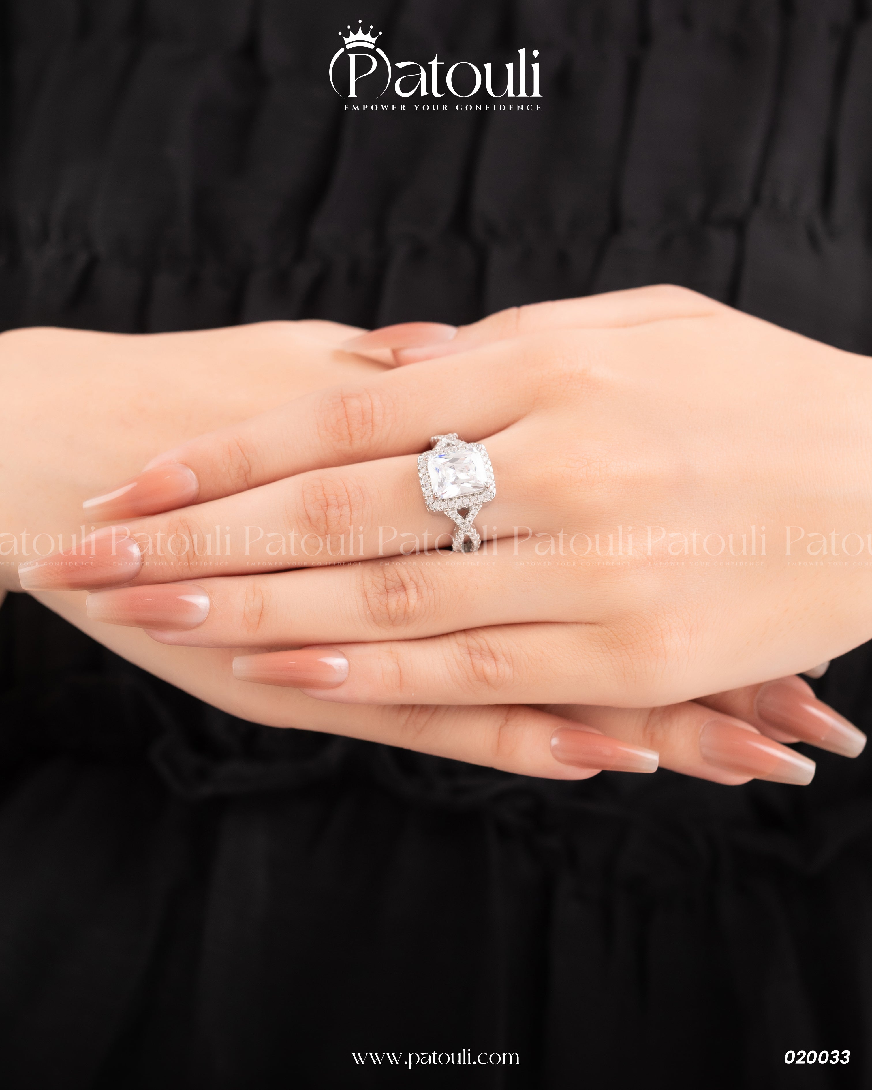 Cubic White Rhinestone Silver Ring
