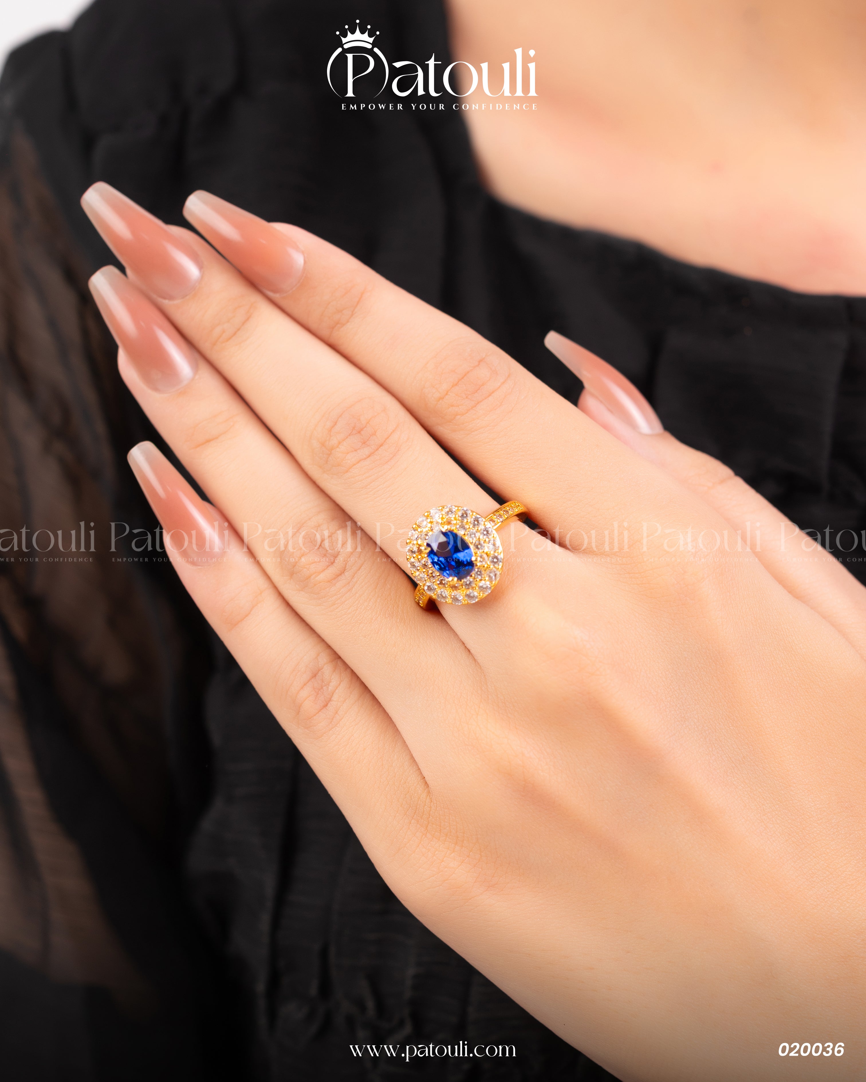 Oval Blue Stone Gold Platted Ring
