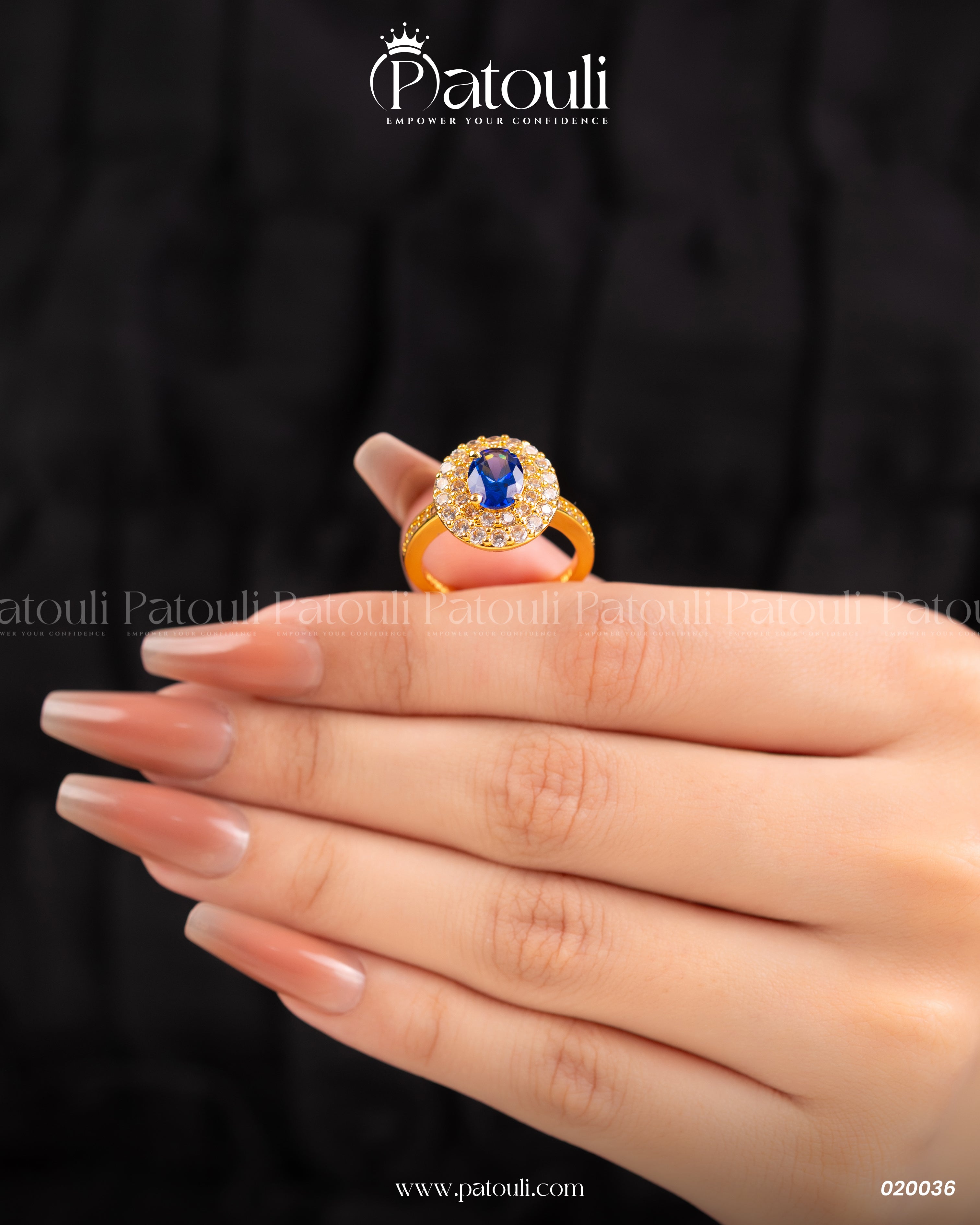 Oval Blue Stone Gold Platted Ring