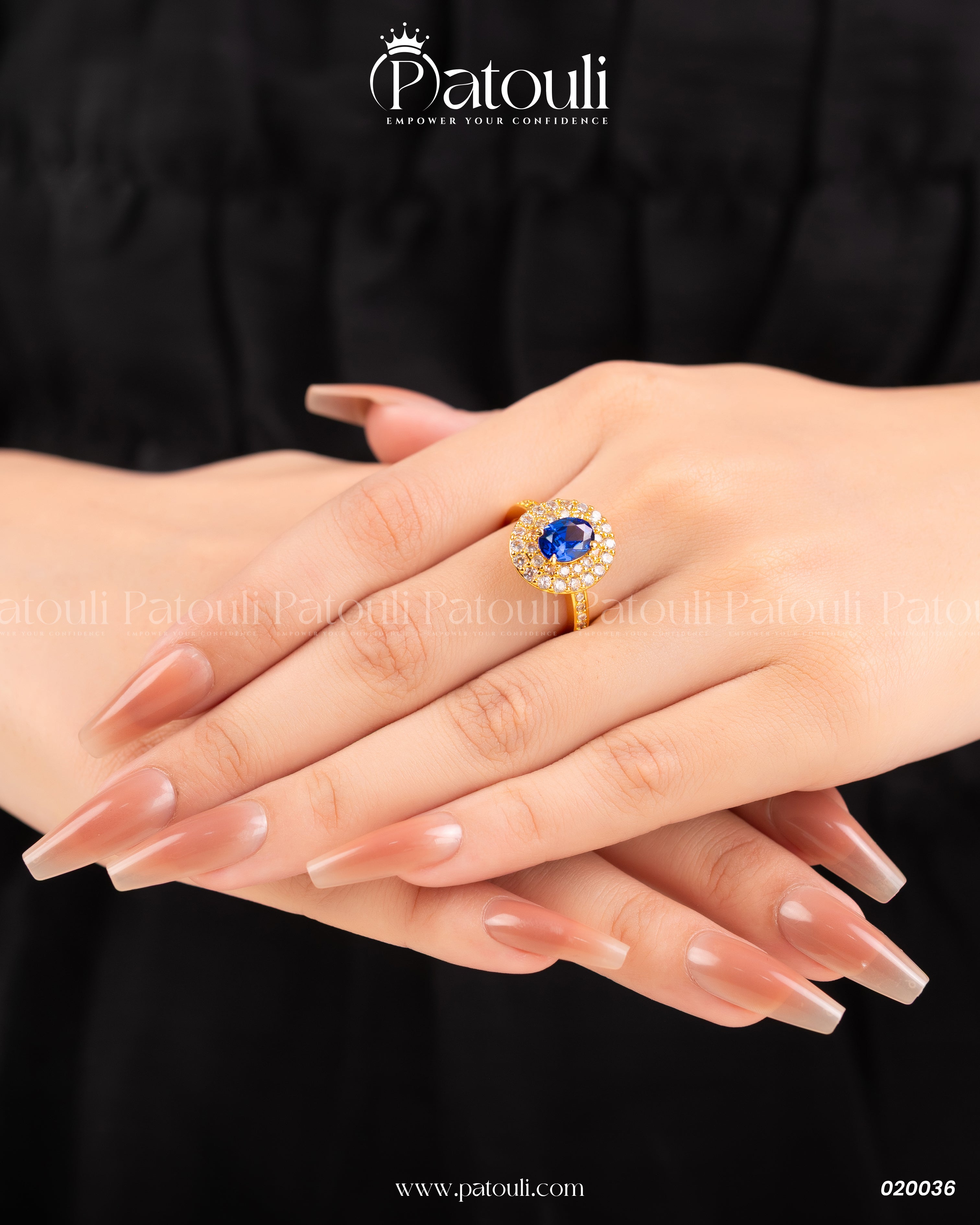 Oval Blue Stone Gold Platted Ring