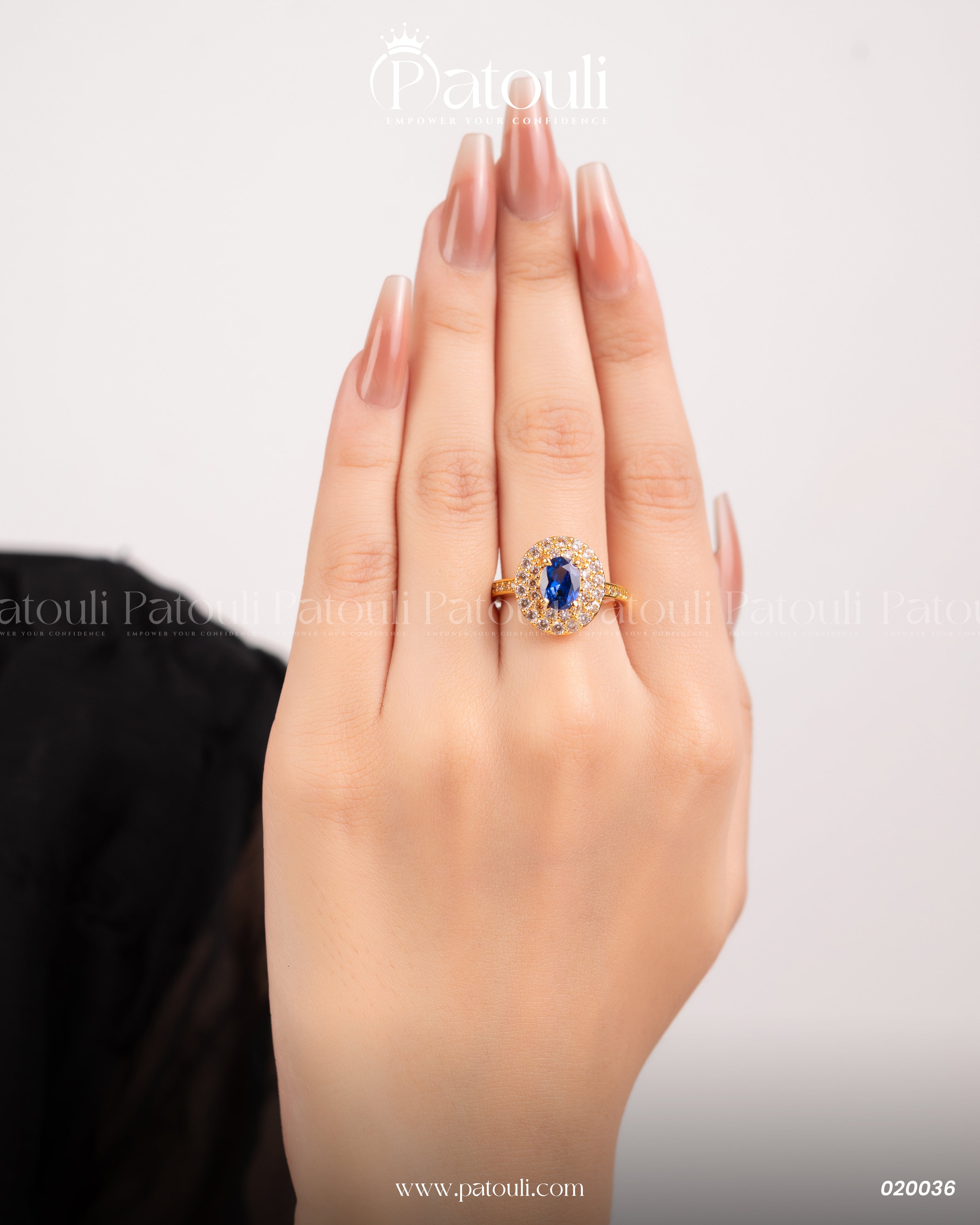 Oval Blue Stone Gold Platted Ring