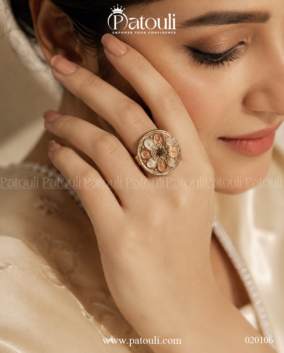 Medallion Enamel Adjustable Ring