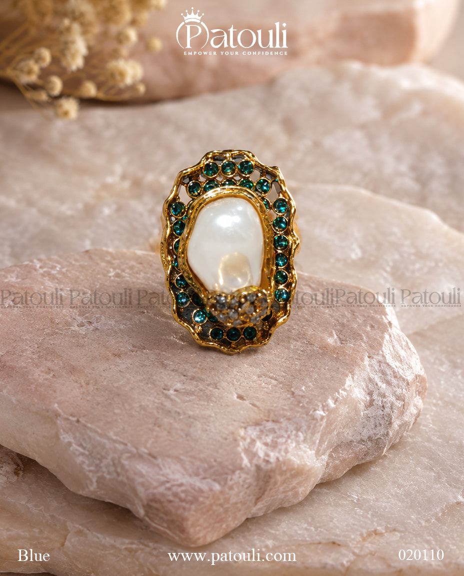 Mystic Forest Baroque Pearl Adjustable Ring