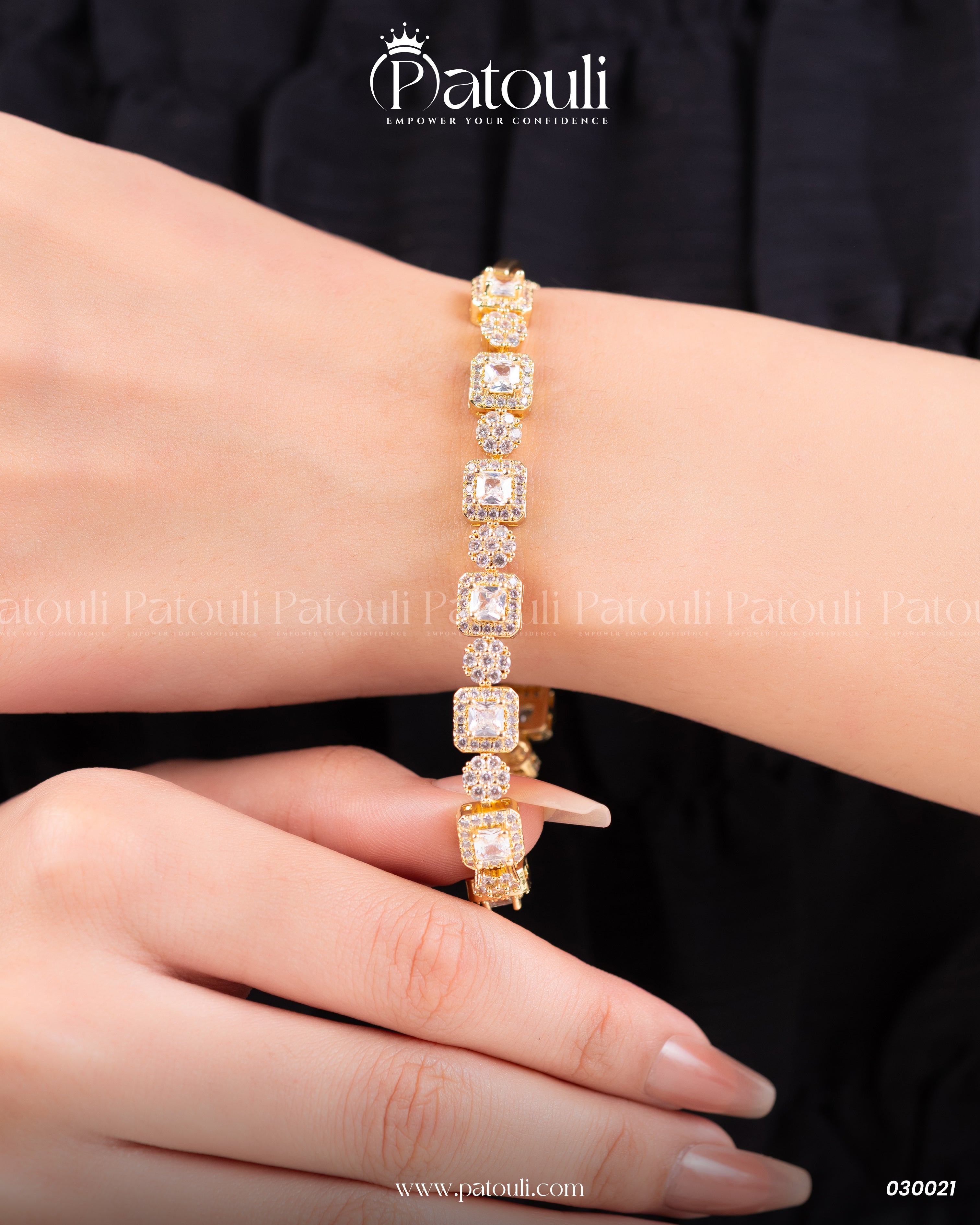 Golden Zirconia Cubic Bracelet