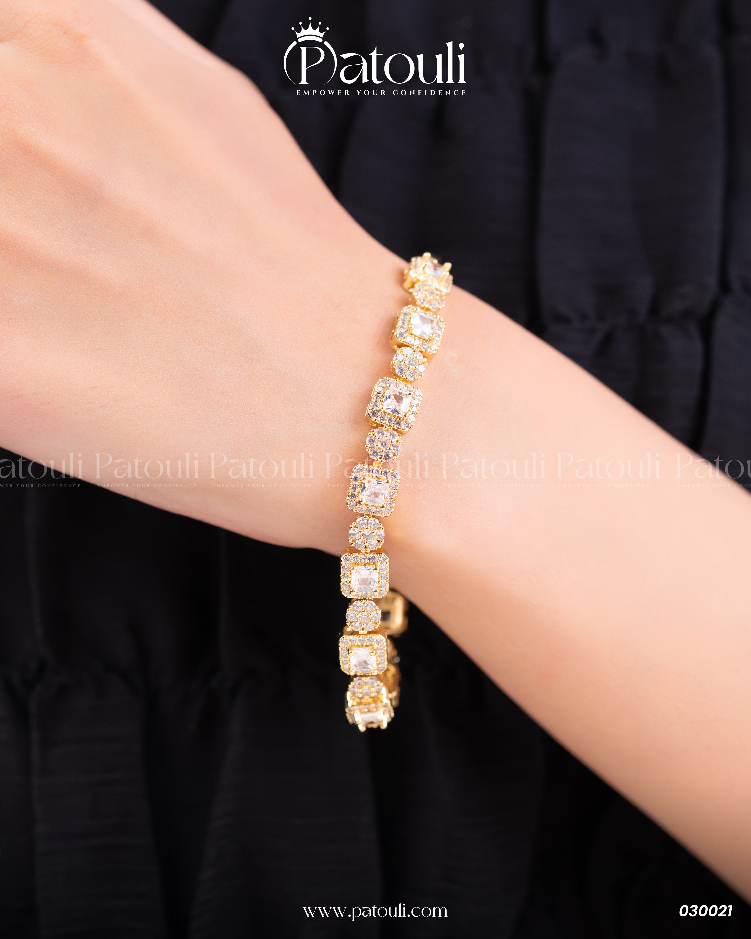 Golden Zirconia Cubic Bracelet