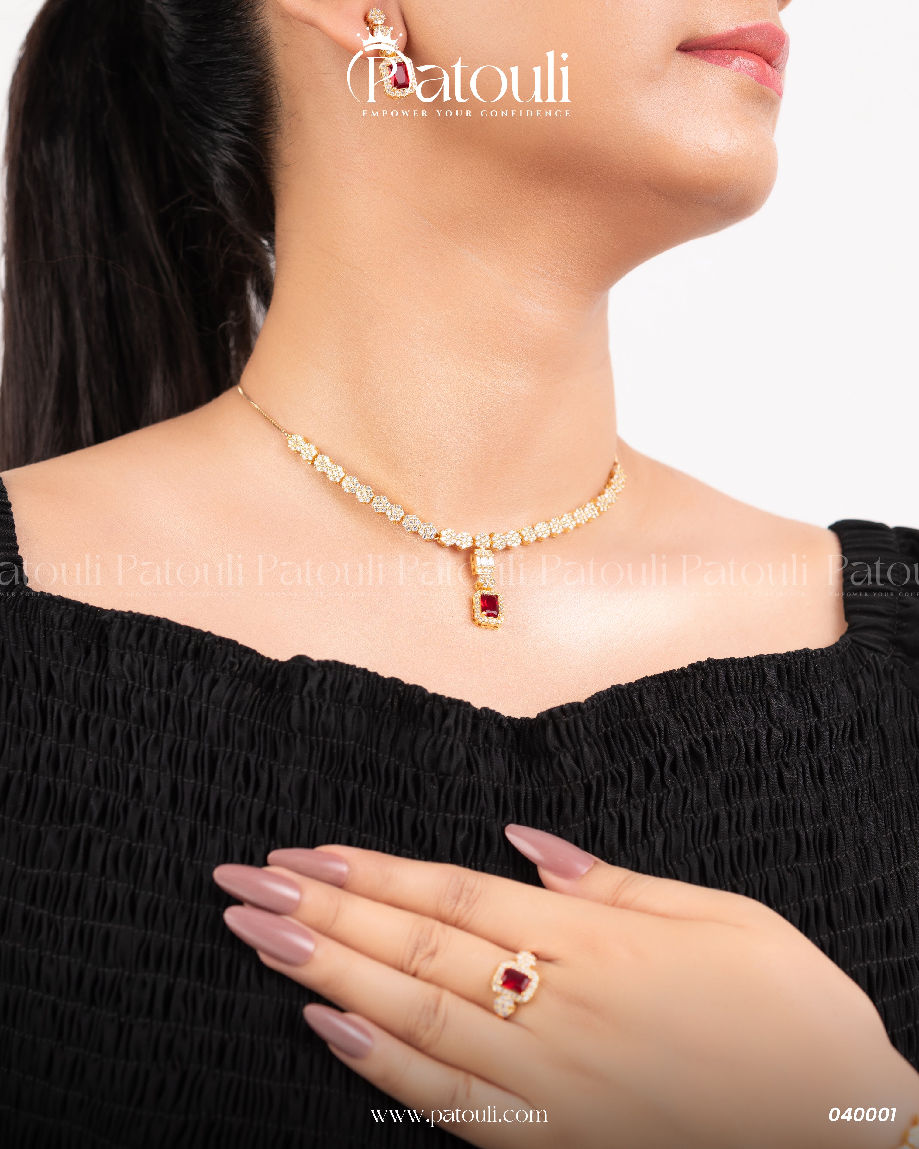 Majestic Jewellery Mahroon Stone Set