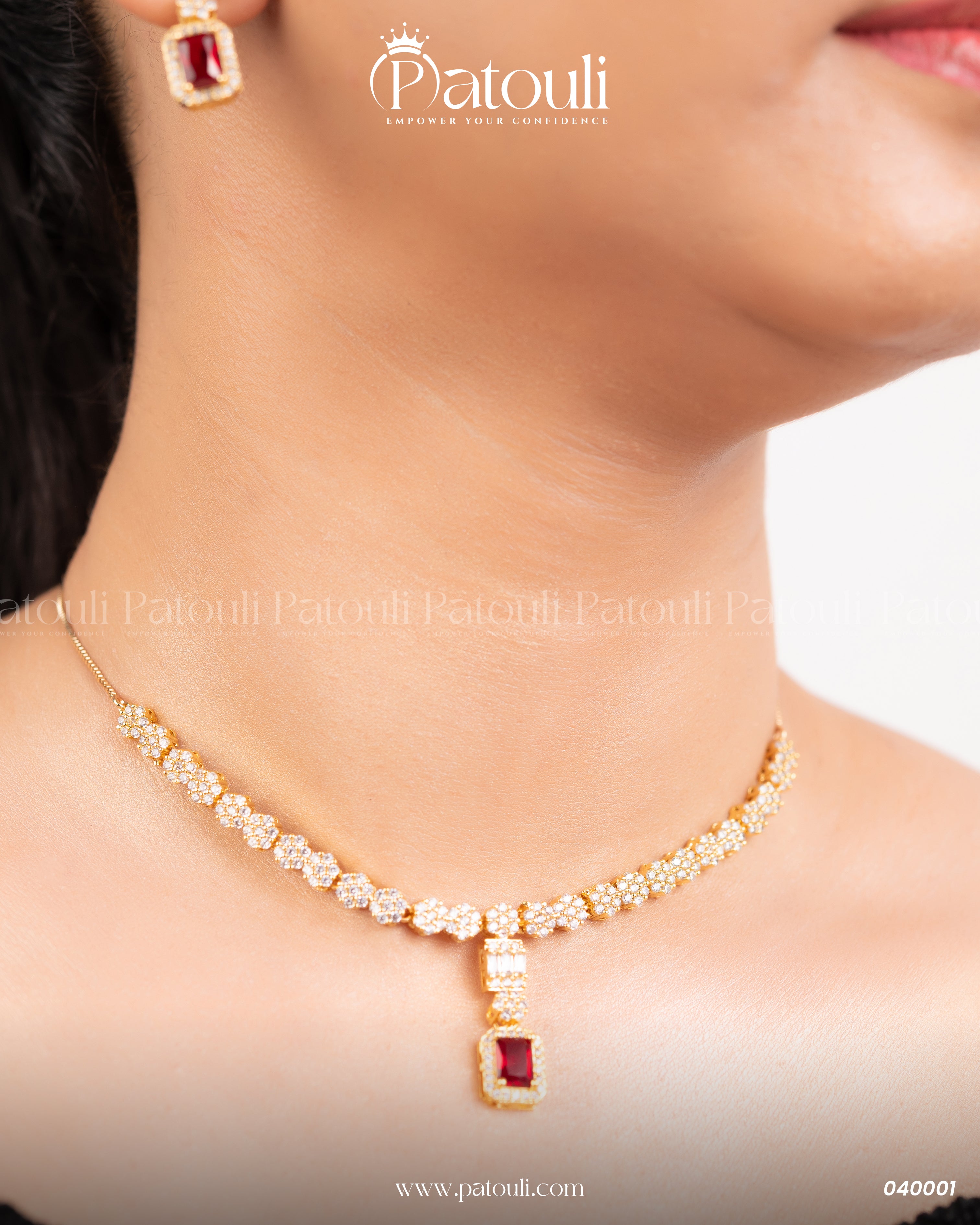 Majestic Jewellery Mahroon Stone Set