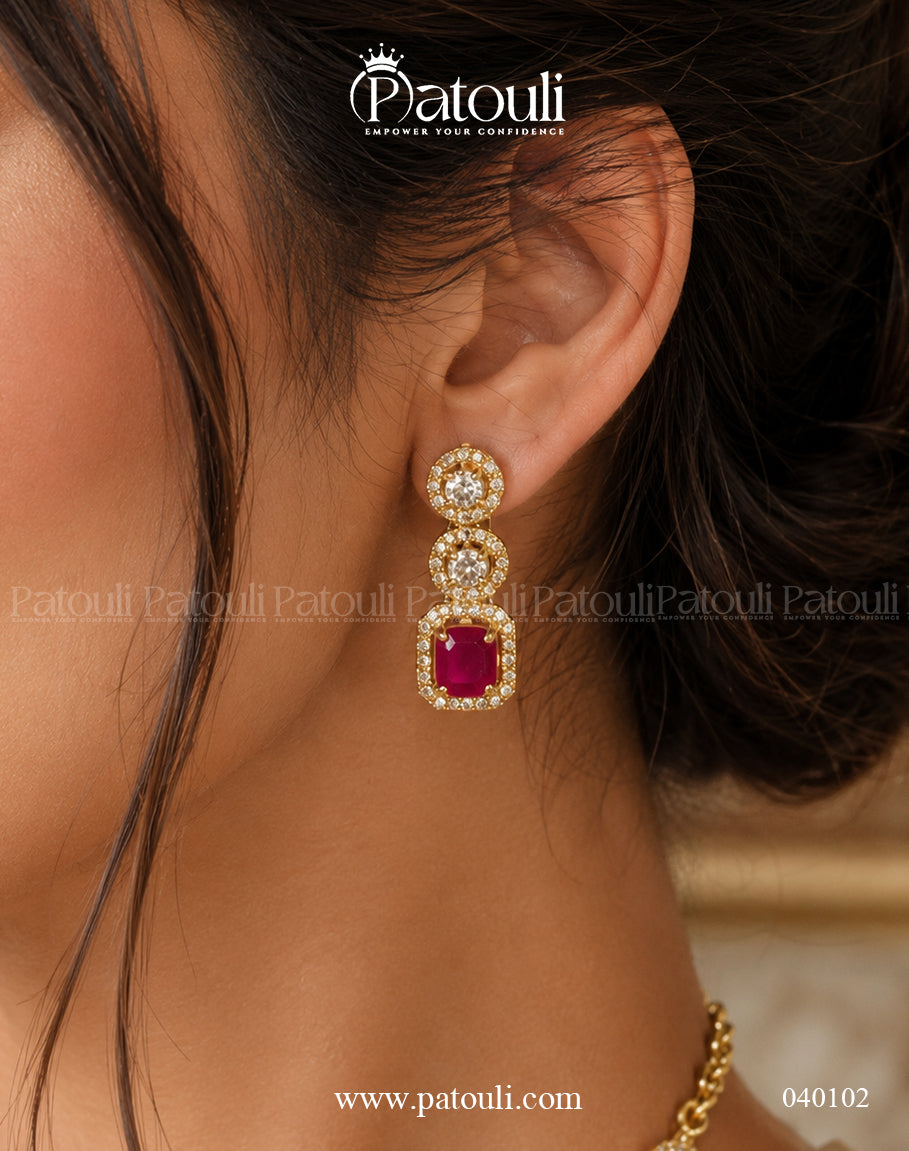 Royal American Diamond Multi Colour Necklace  Set