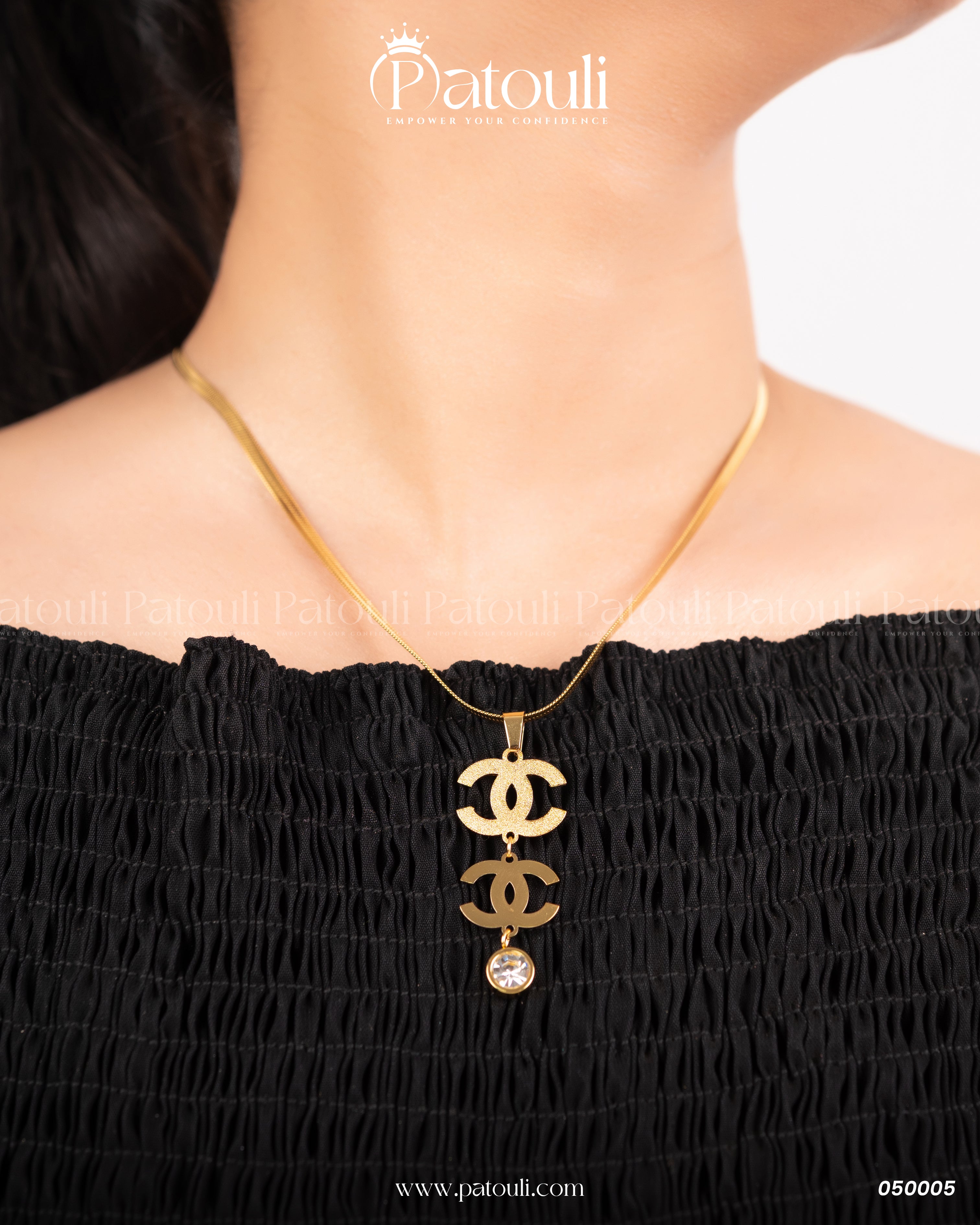 Luxury Double C Drop With Snake Chain