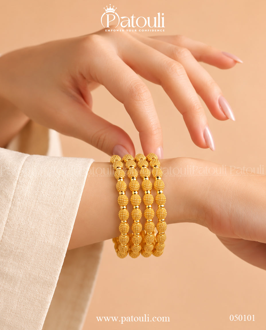 Golden Orbs Bangles - 4pcs