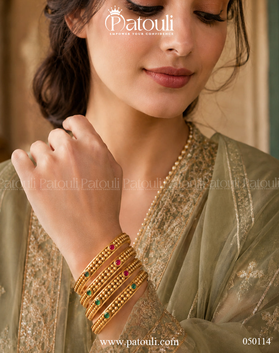 Classic Indian Gold Look Bangles – 4pcs