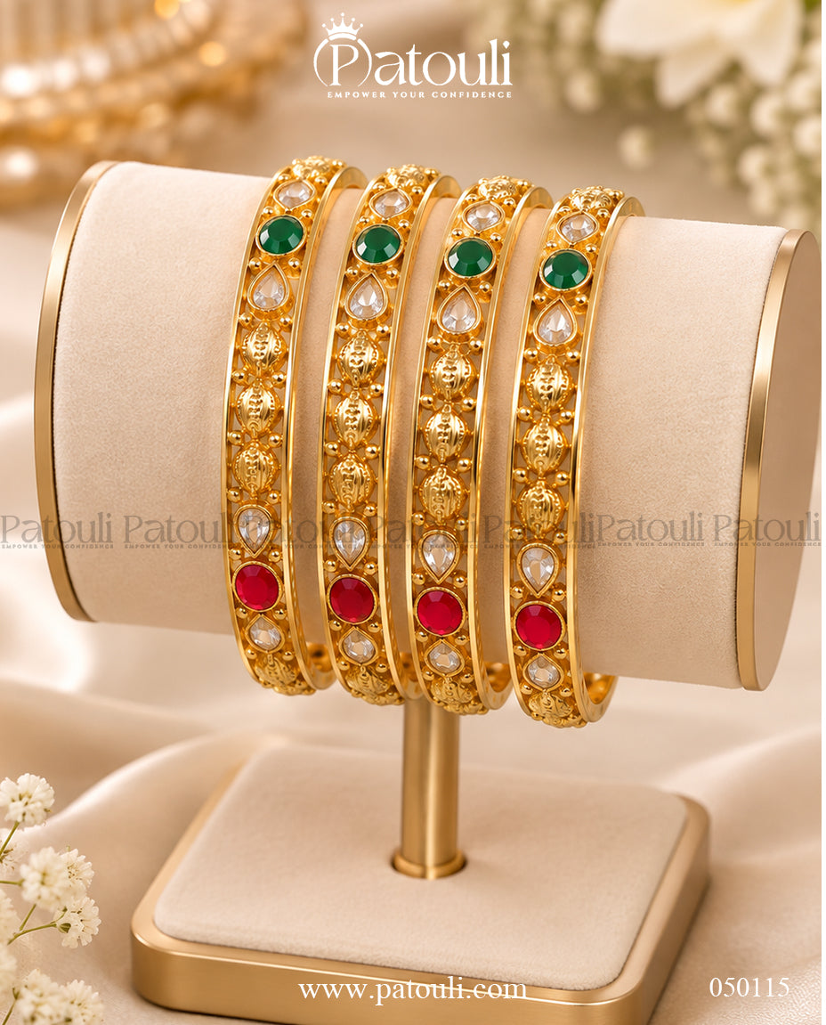 Heritage Gold Tone Bangles – 4 Pcs
